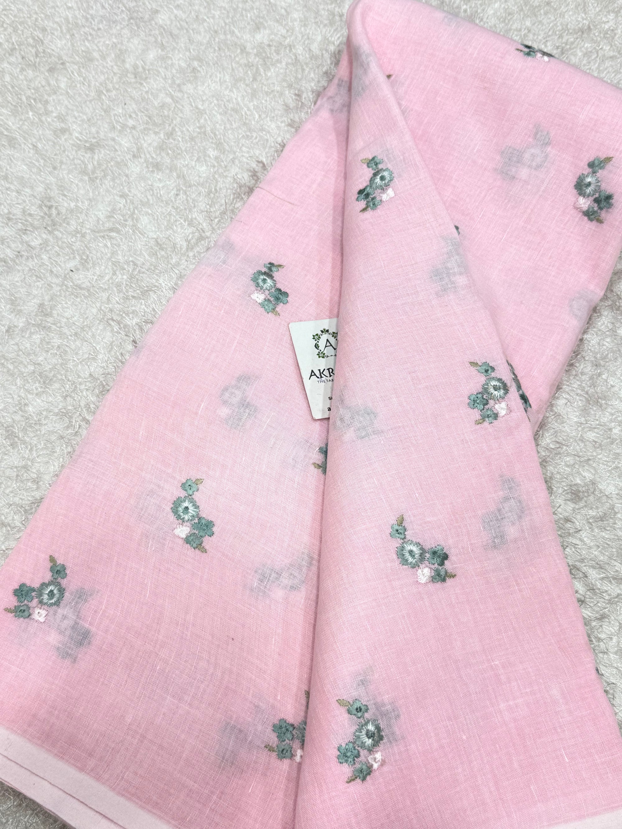 Embroidered pure linen fabric