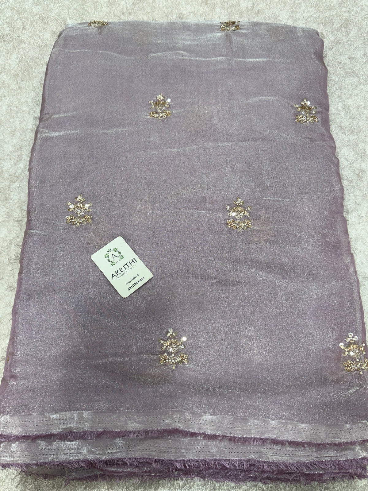 Embroidered shimmer glass organza fabric