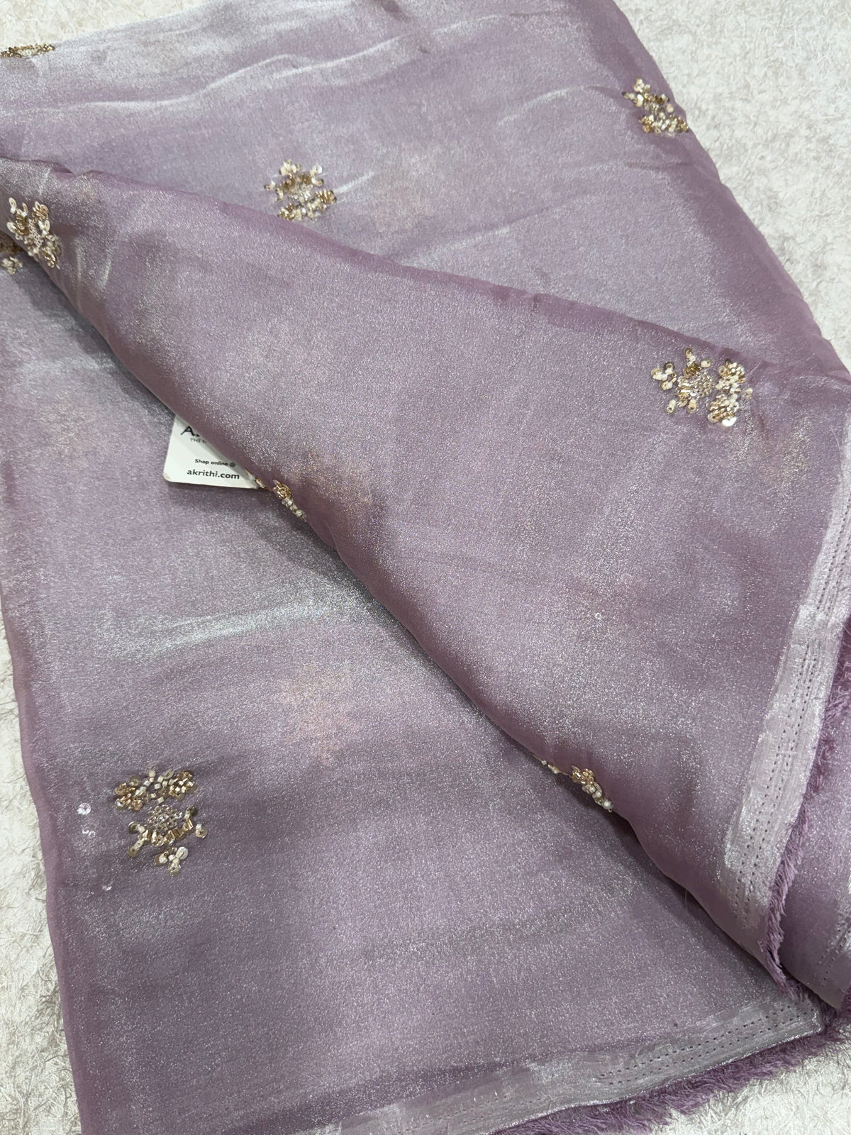 Embroidered shimmer glass organza fabric