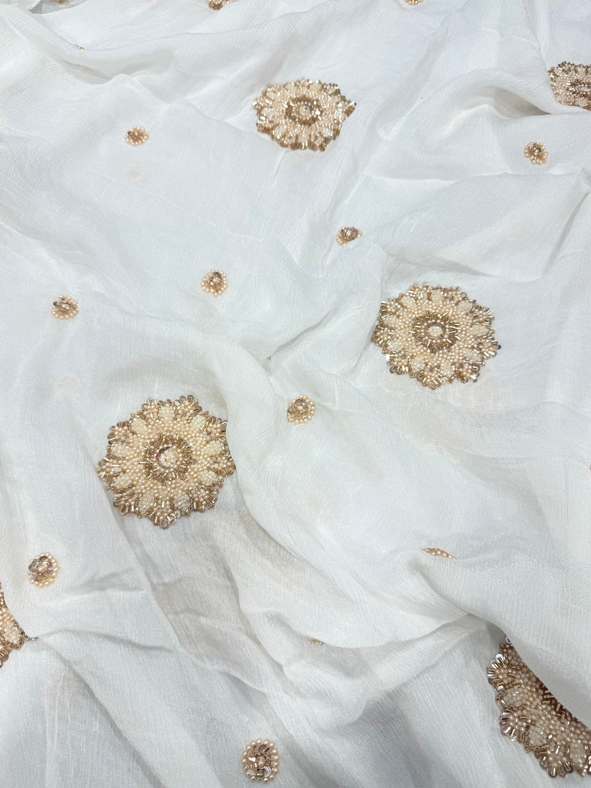 Dyeable Embroidered chinon