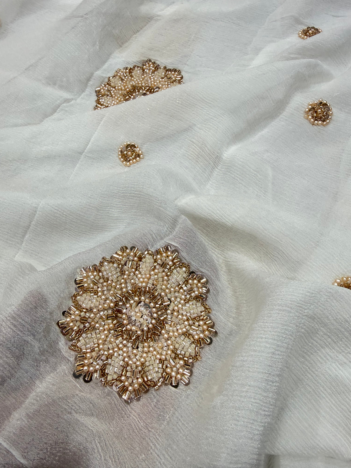 Dyeable Embroidered chinon