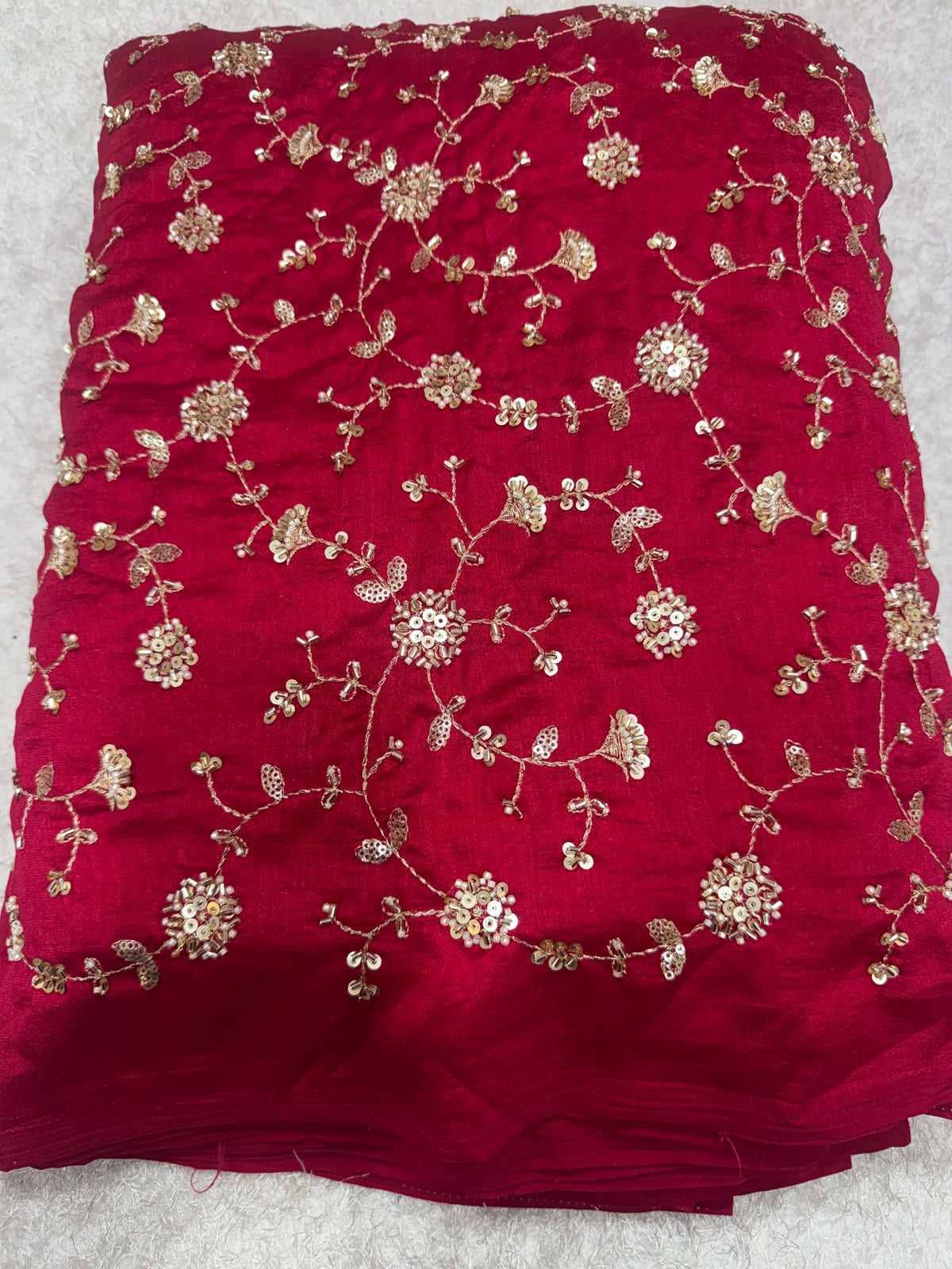 Embroidered chinon fabric