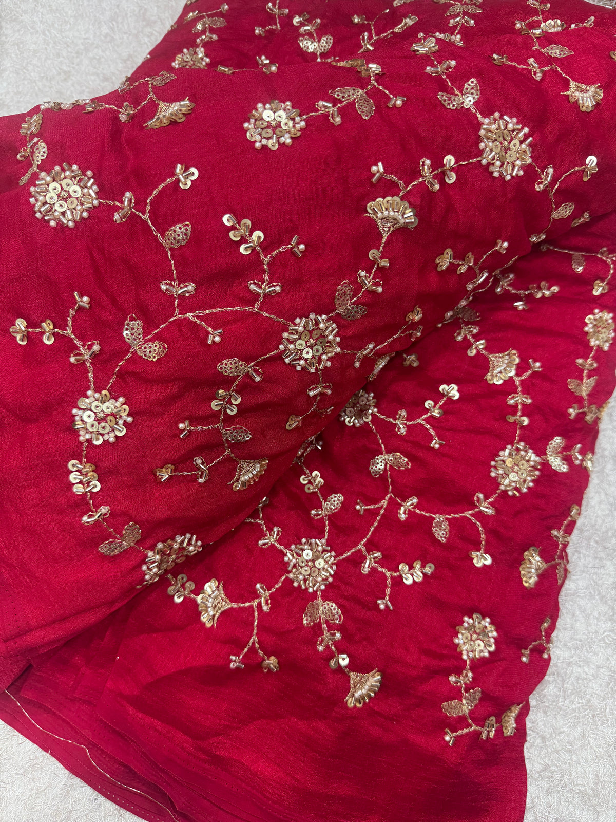 Embroidered chinon fabric