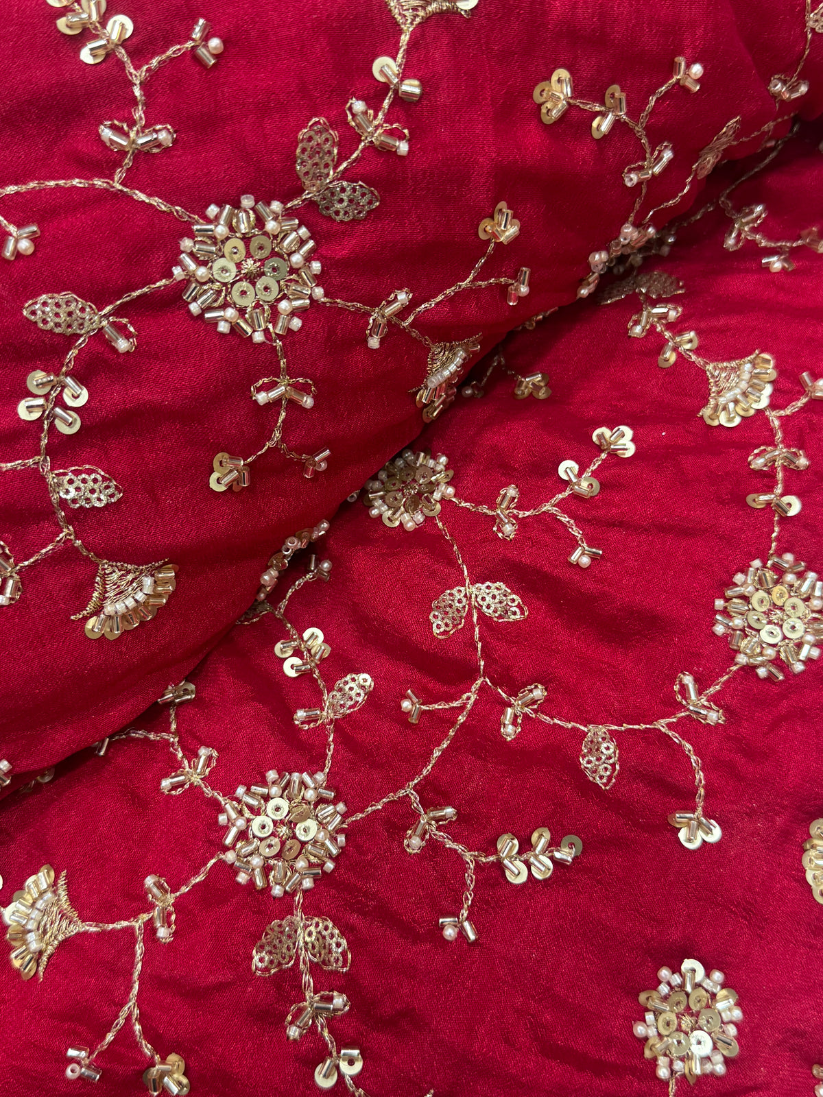 Embroidered chinon fabric