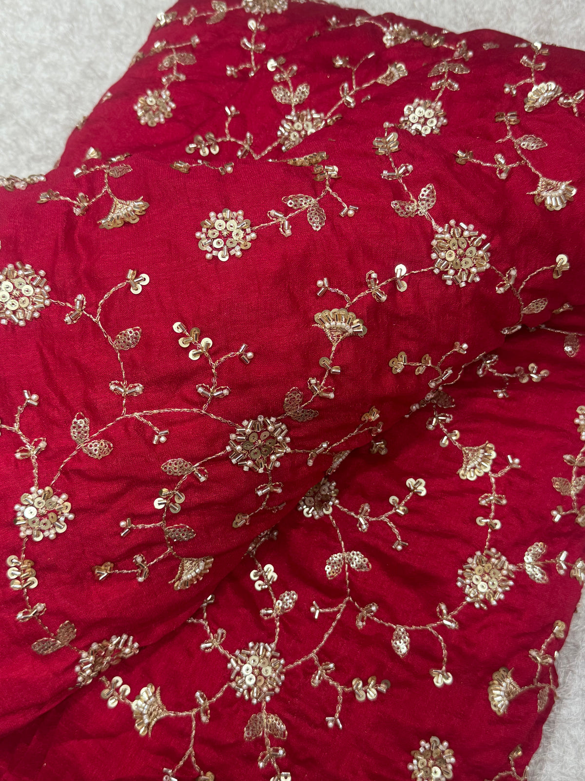 Embroidered chinon fabric