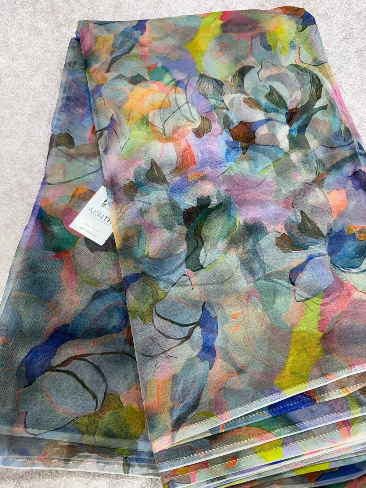 Digital floral Printed organza fabric