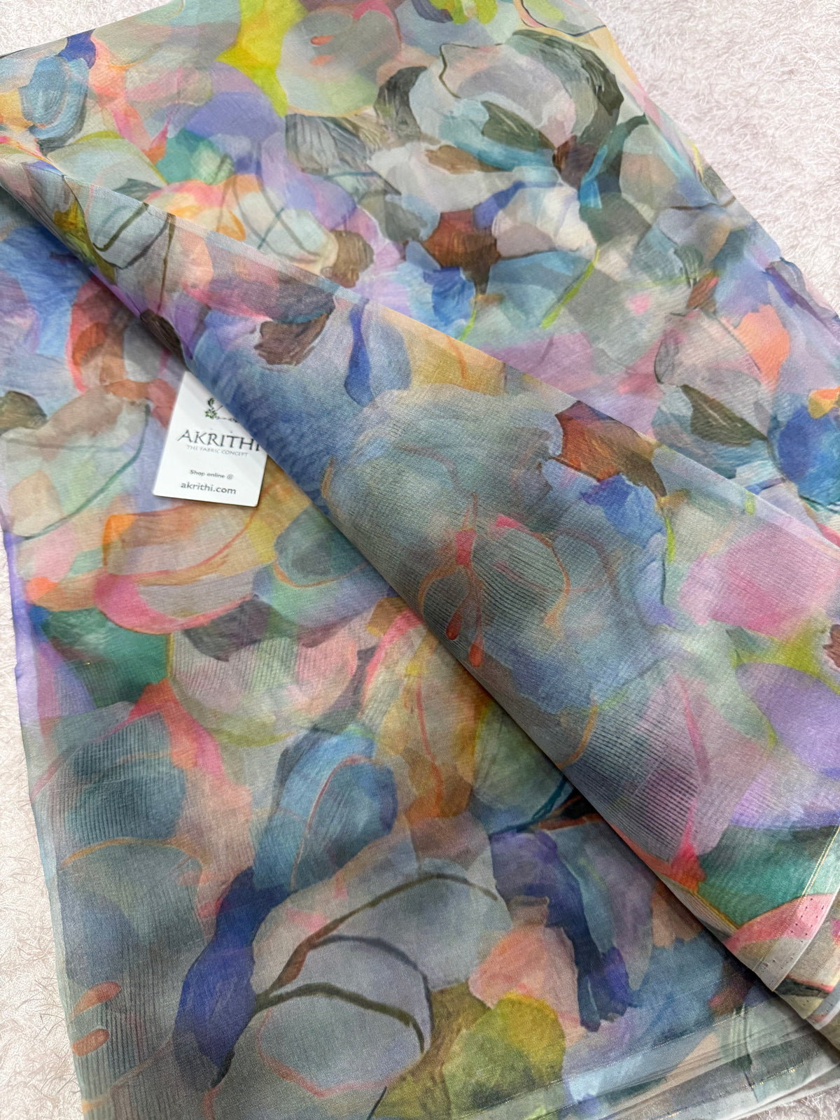 Digital floral Printed organza fabric
