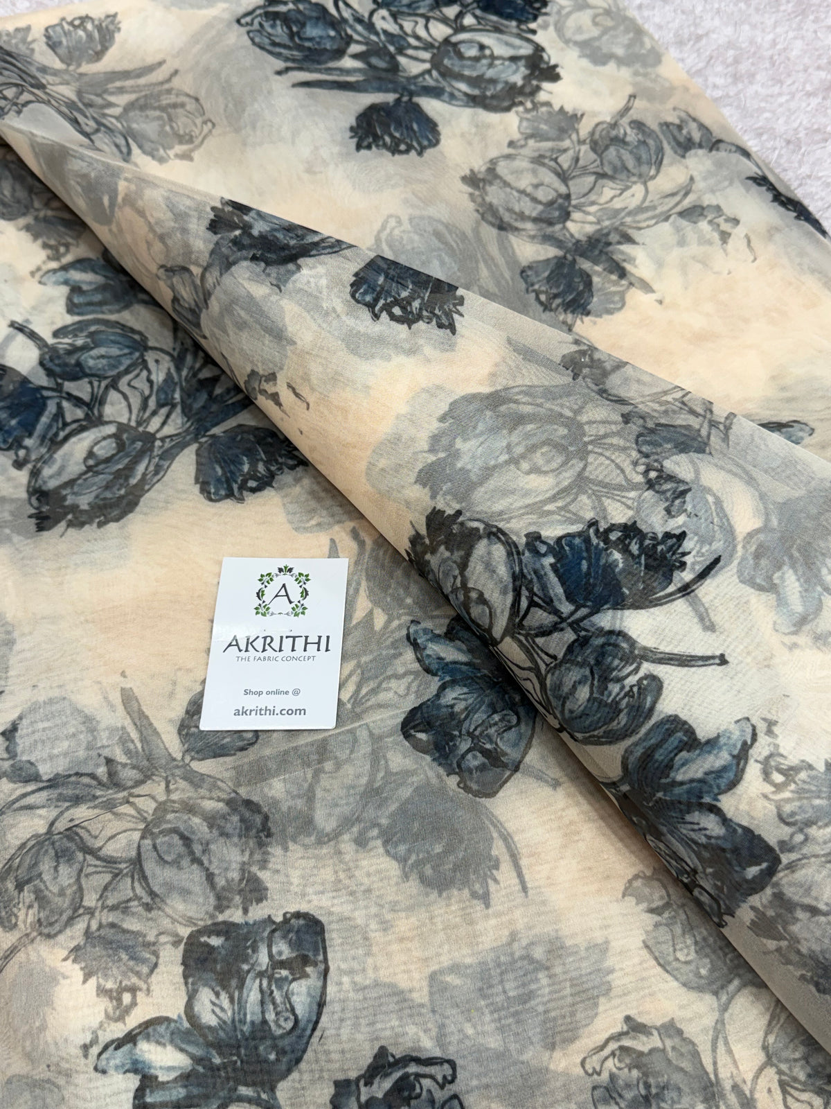 Digital floral Printed organza fabric