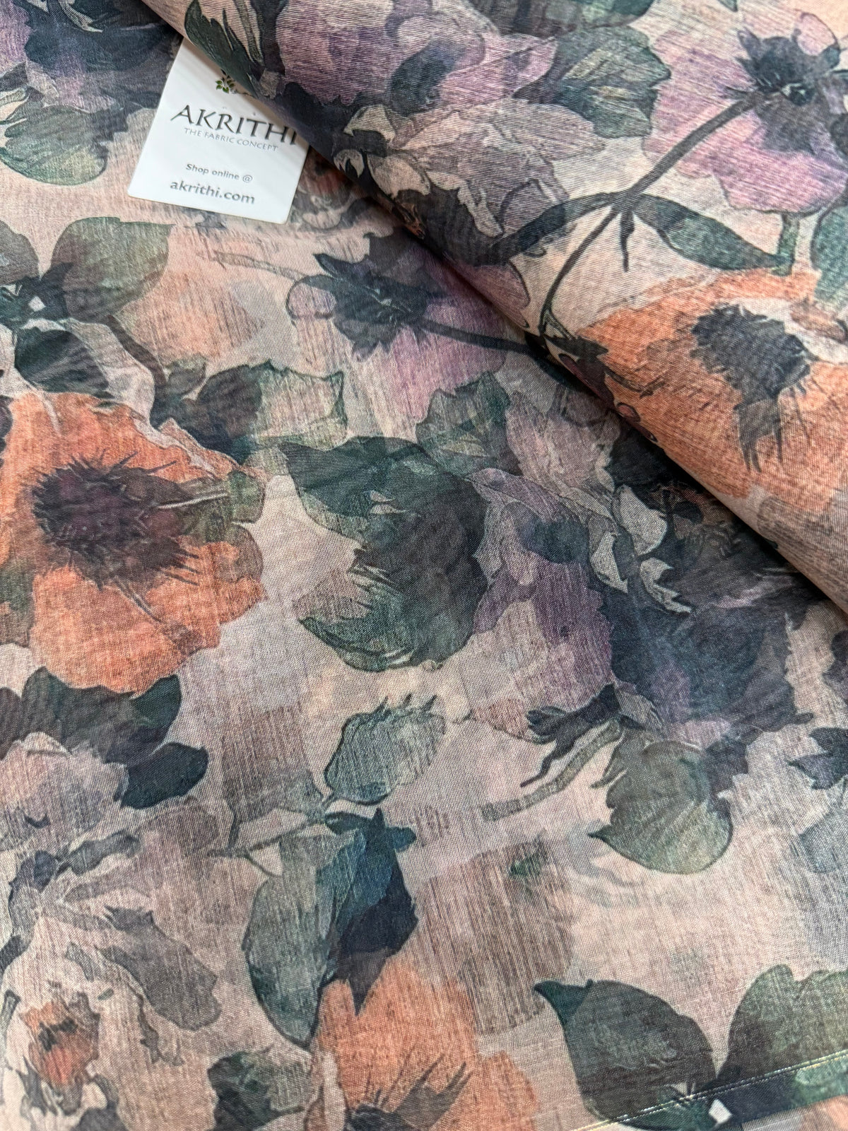 Digital floral Printed organza fabric