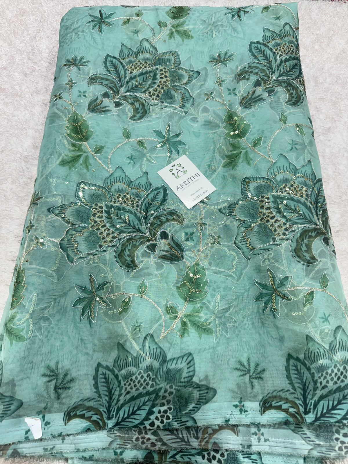 Embroidered organza fabric