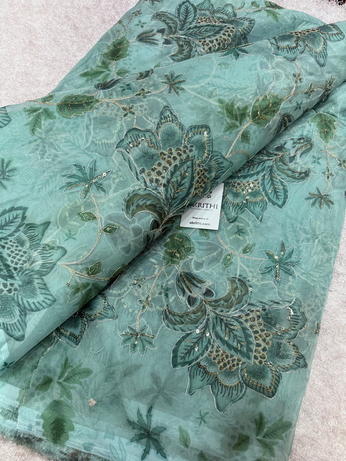 Embroidered organza fabric