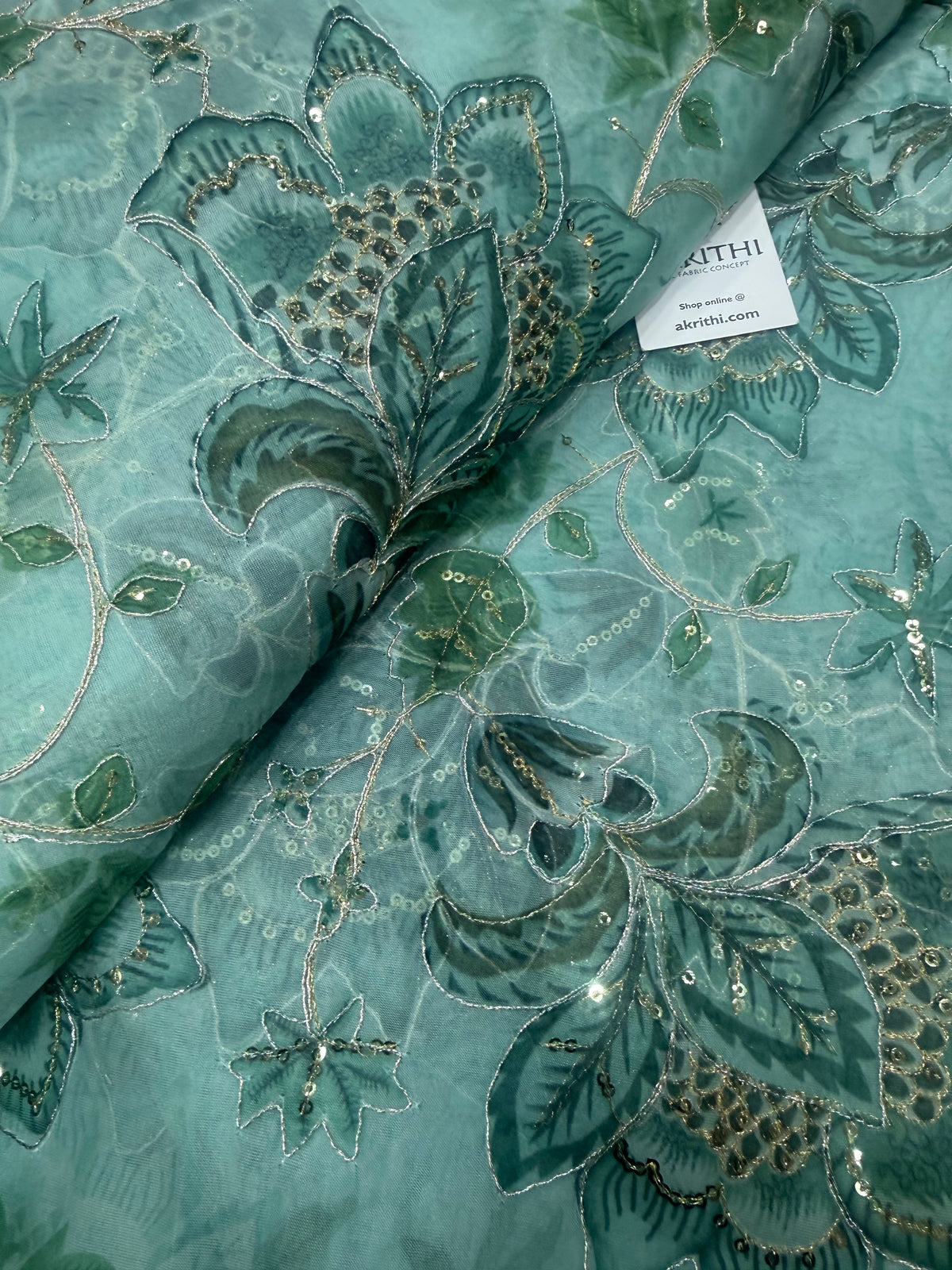 Embroidered organza fabric
