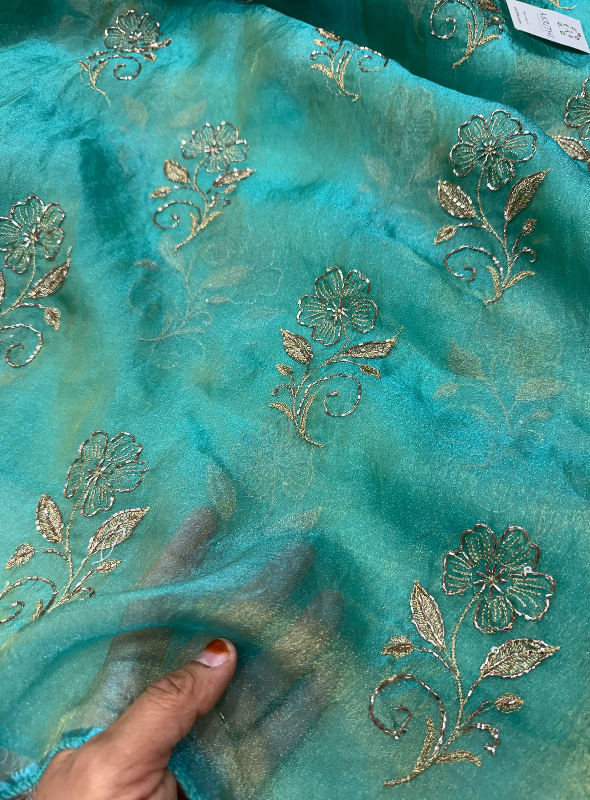 Pure shimmer organza embroidery fabric