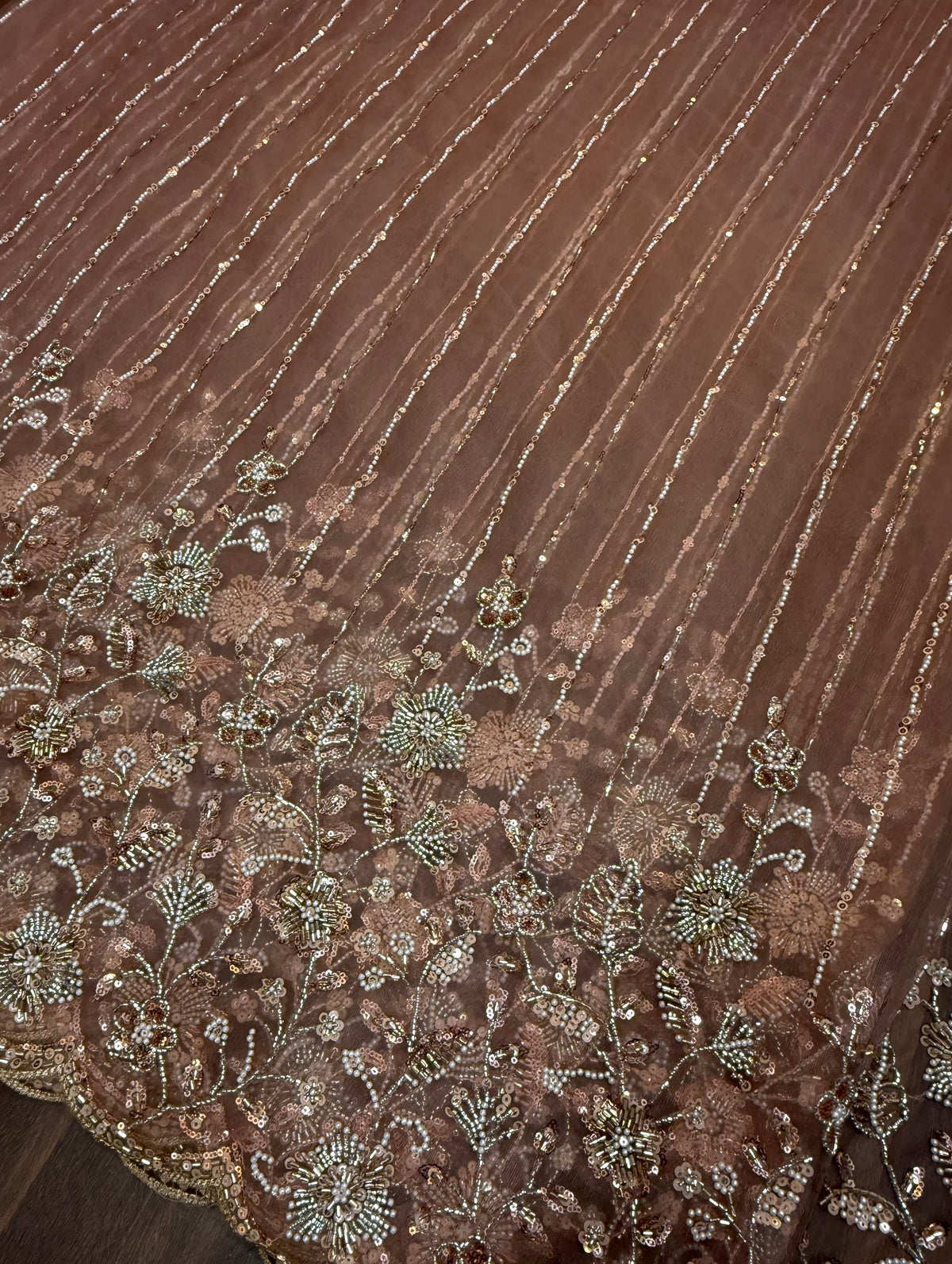 Embroidered net fabric