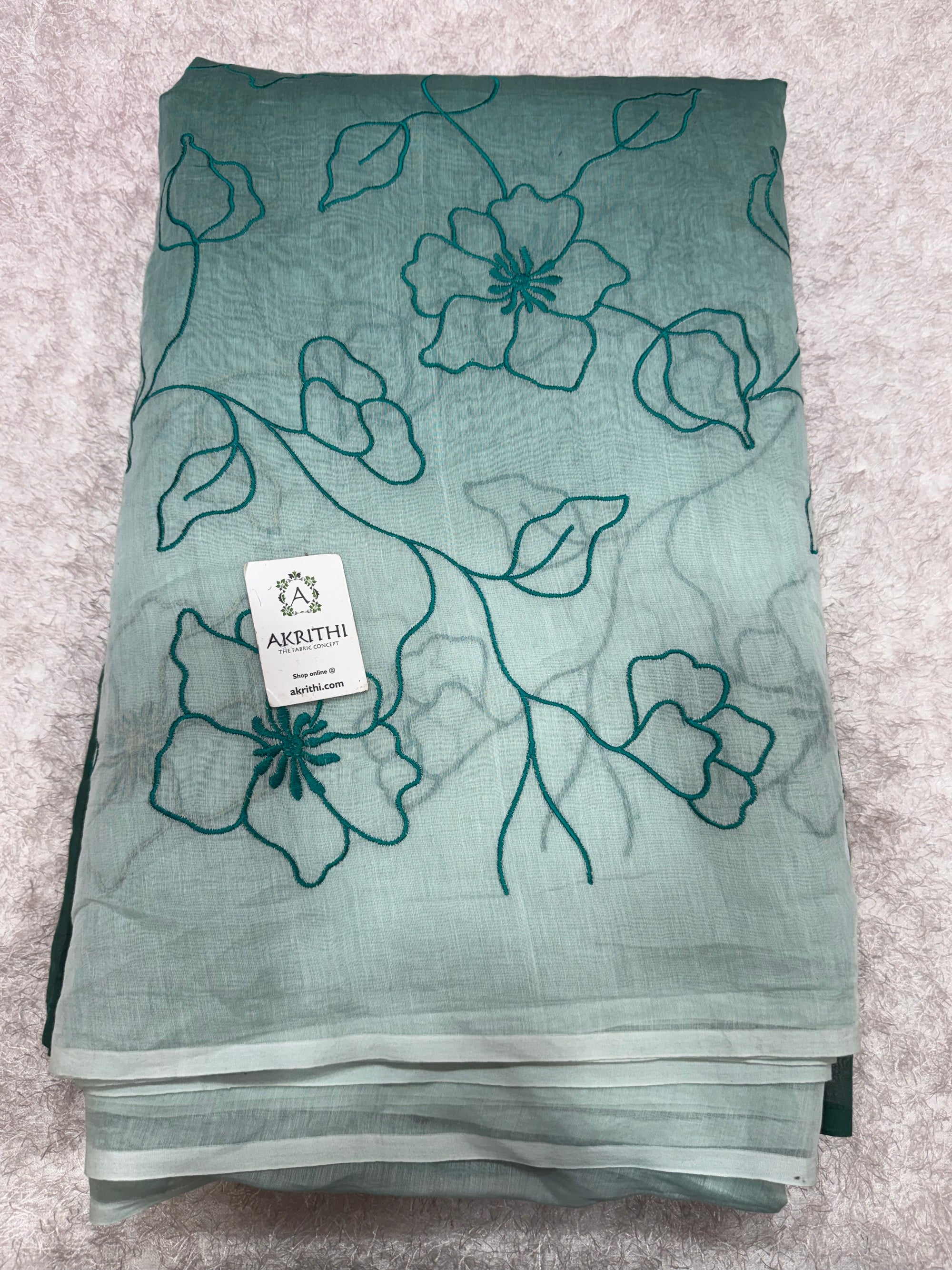 PURE MUL CHANDERI EMBROIDERED FABRIC
