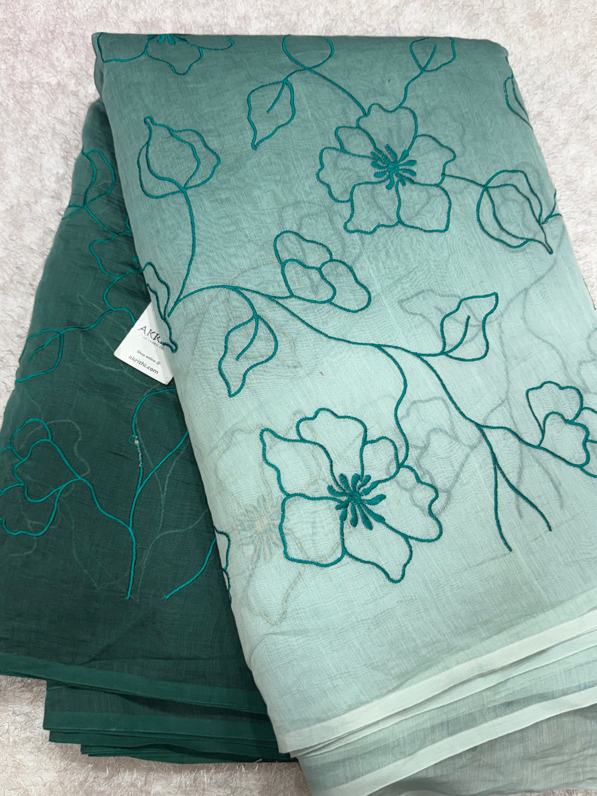 PURE MUL CHANDERI EMBROIDERED FABRIC