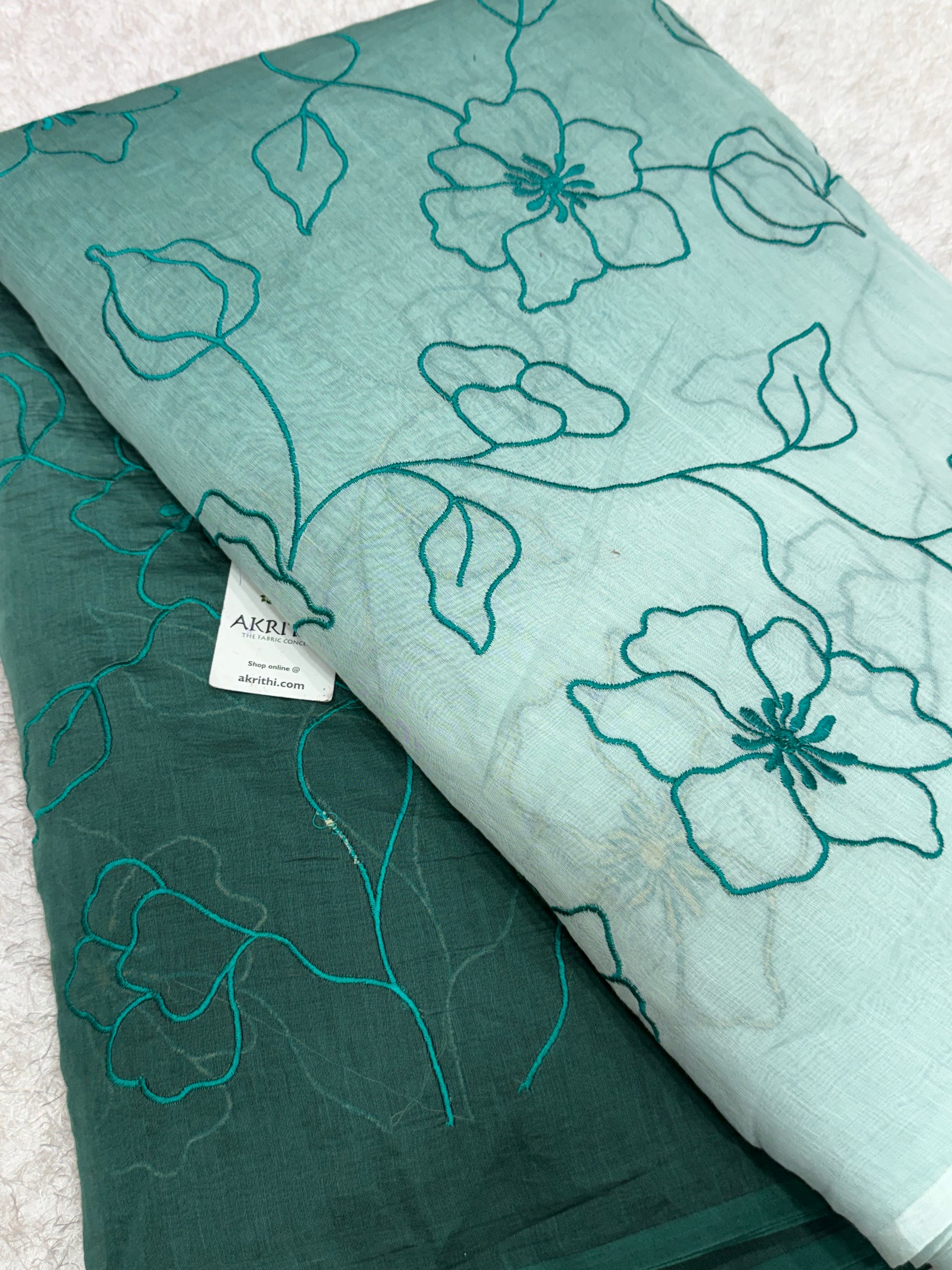 PURE MUL CHANDERI EMBROIDERED FABRIC