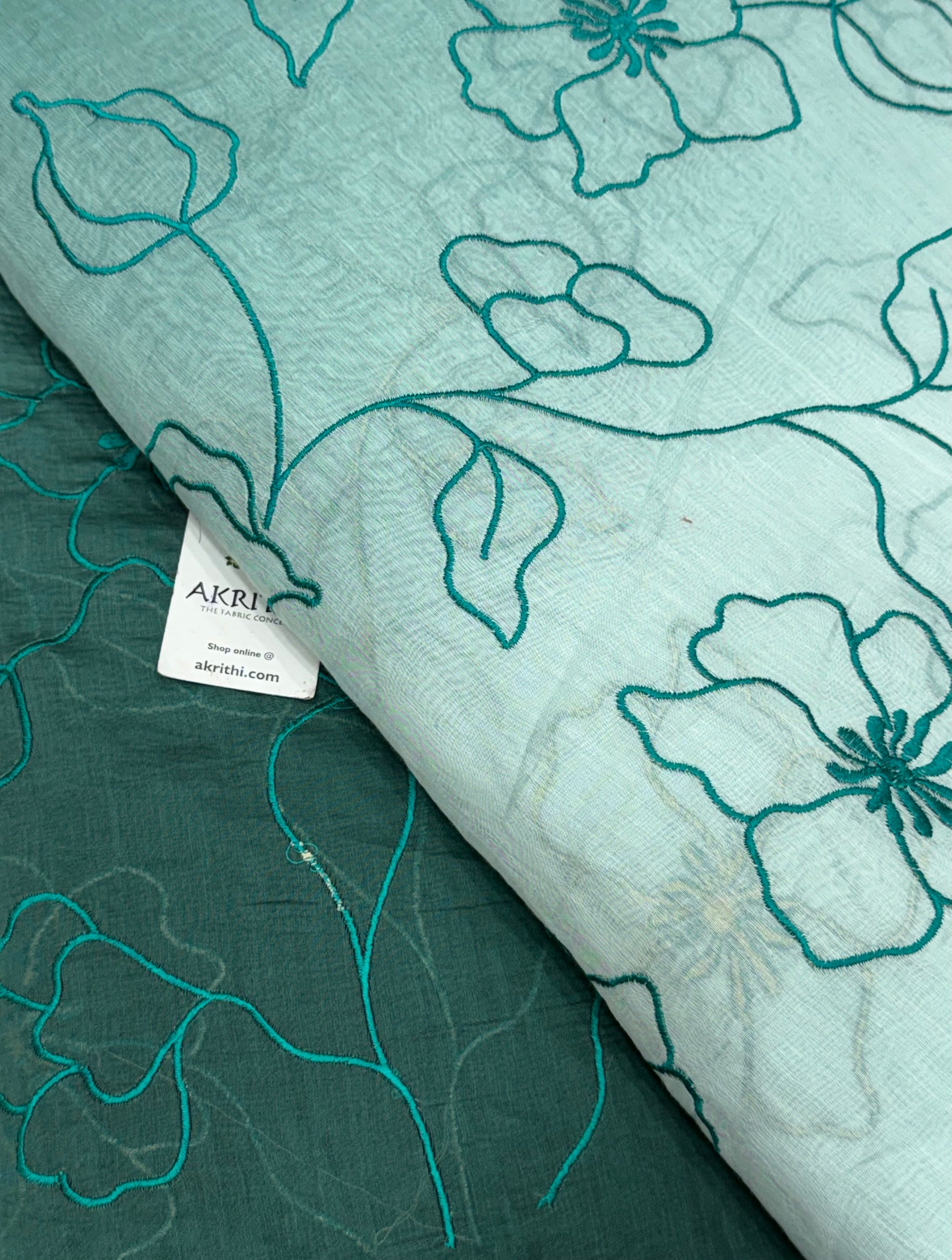 PURE MUL CHANDERI EMBROIDERED FABRIC