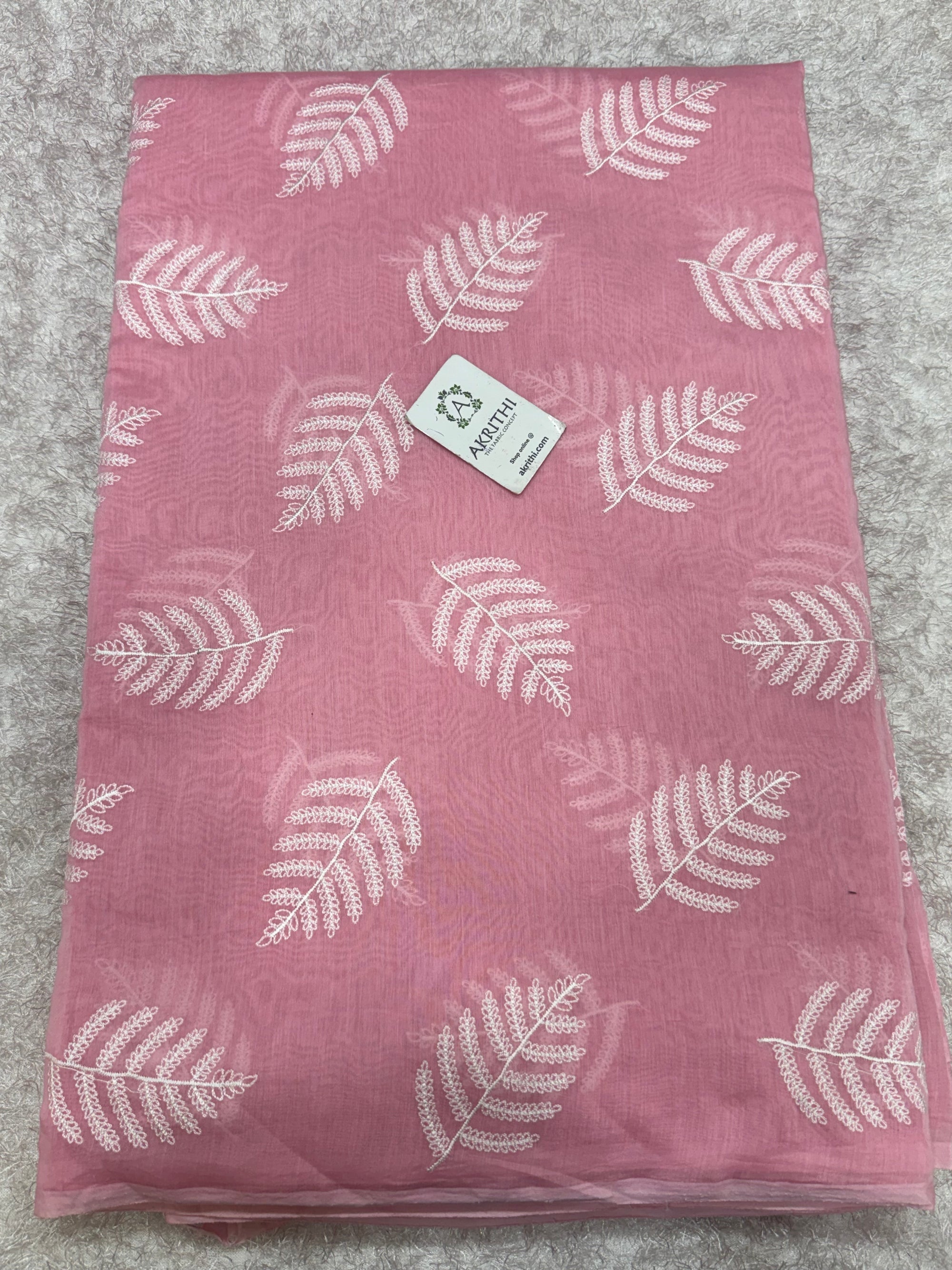 PURE MUL CHANDERI EMBROIDERED FABRIC
