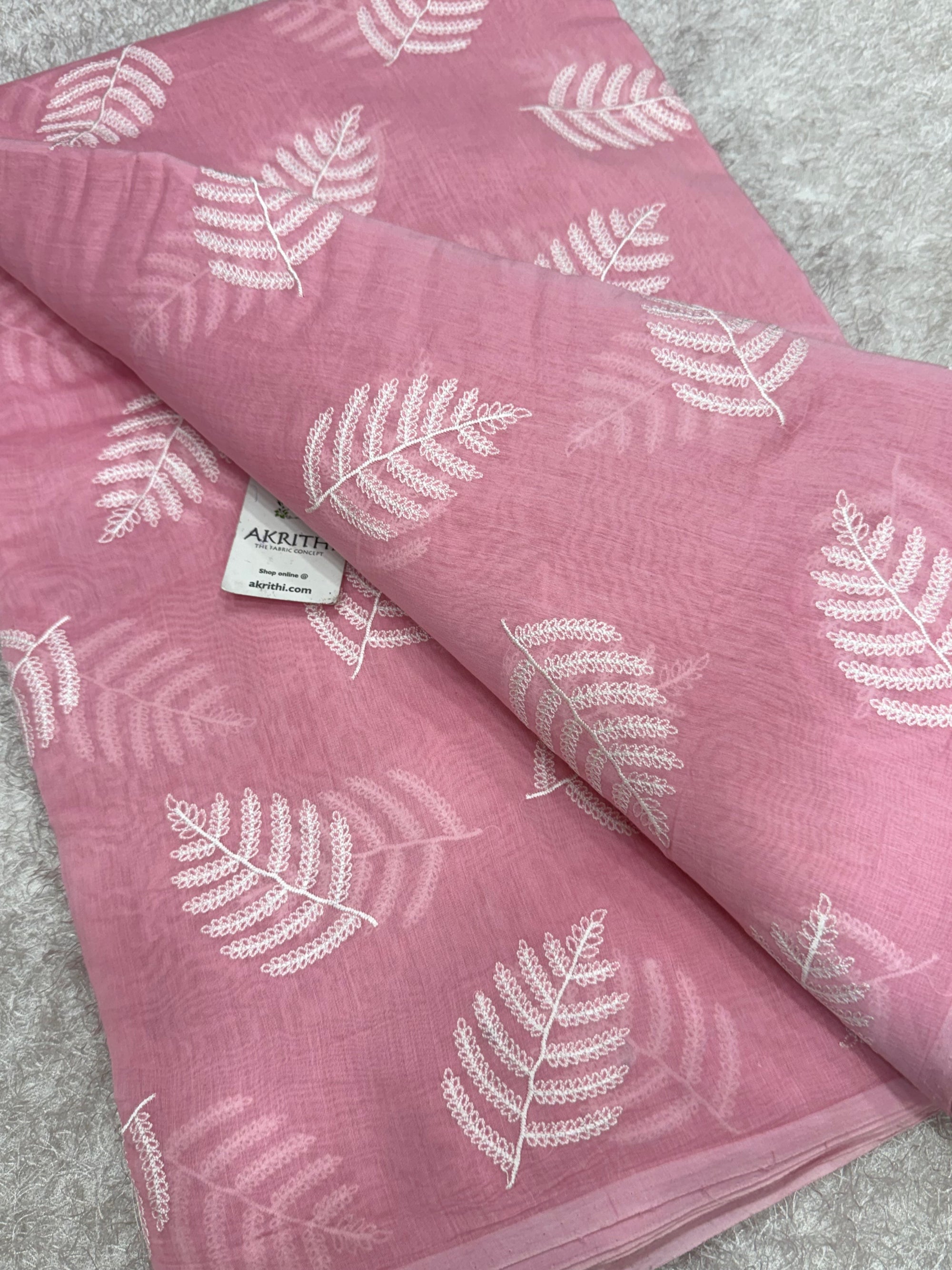 PURE MUL CHANDERI EMBROIDERED FABRIC