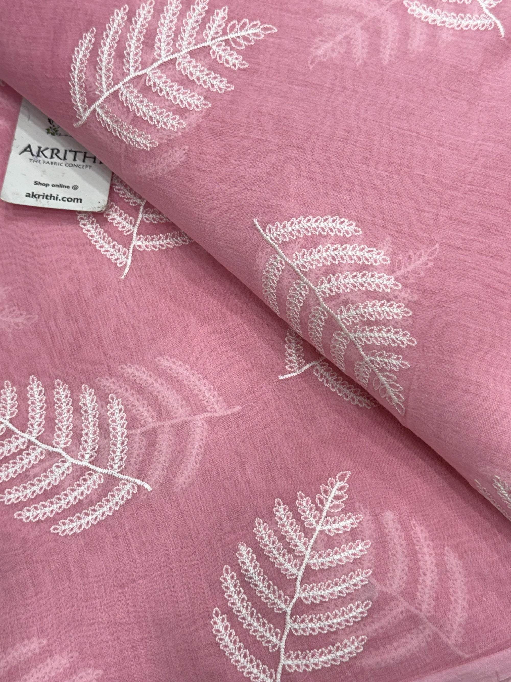 PURE MUL CHANDERI EMBROIDERED FABRIC