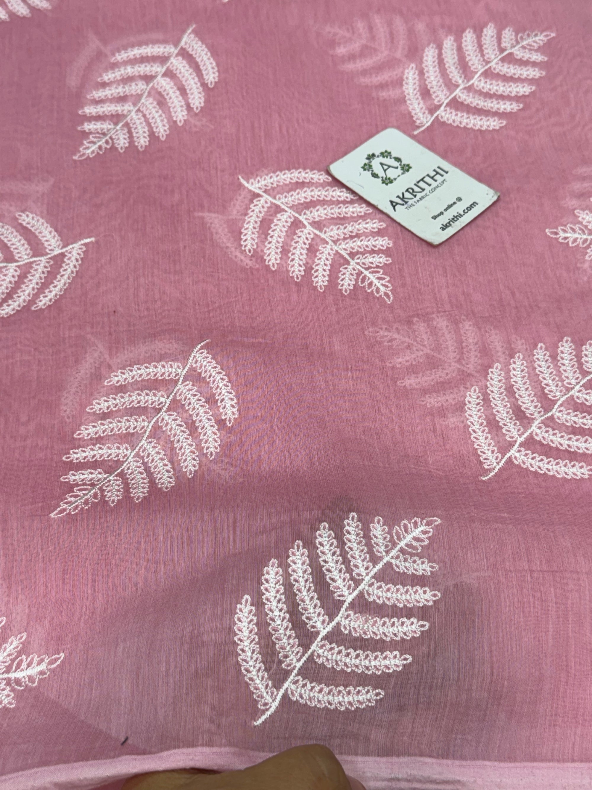 PURE MUL CHANDERI EMBROIDERED FABRIC