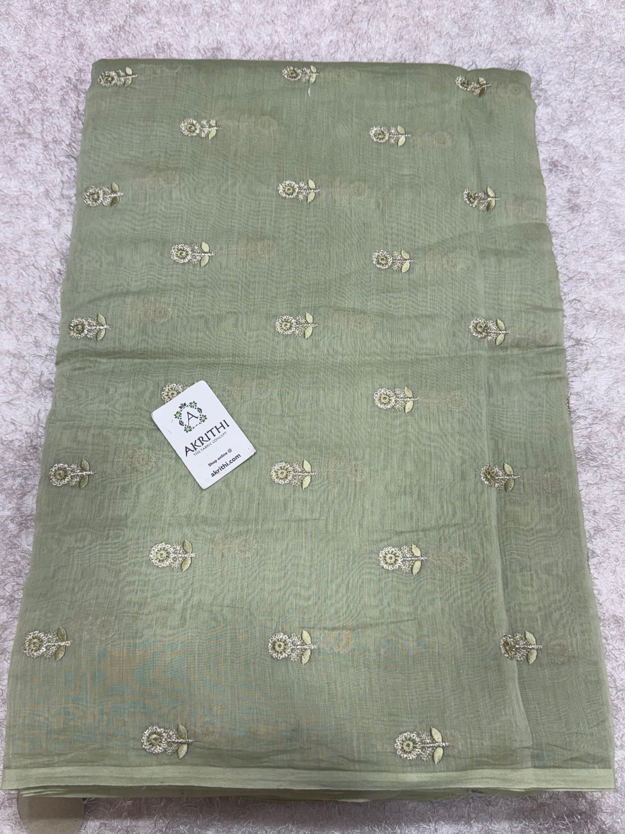 PURE MUL CHANDERI EMBROIDERED FABRIC