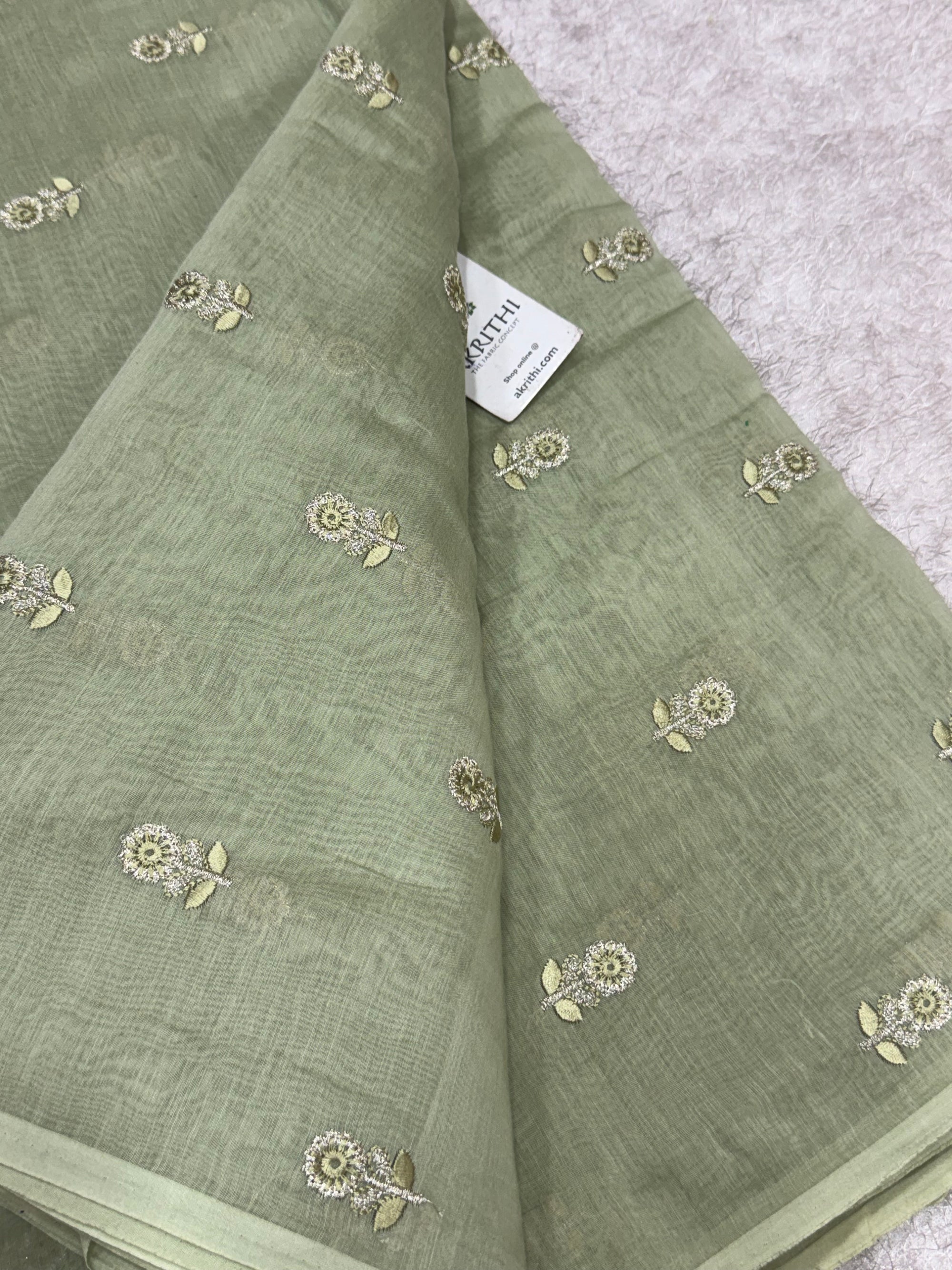 PURE MUL CHANDERI EMBROIDERED FABRIC