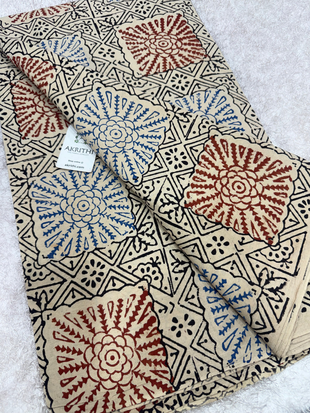 Ajrakh Hand block cotton fabric