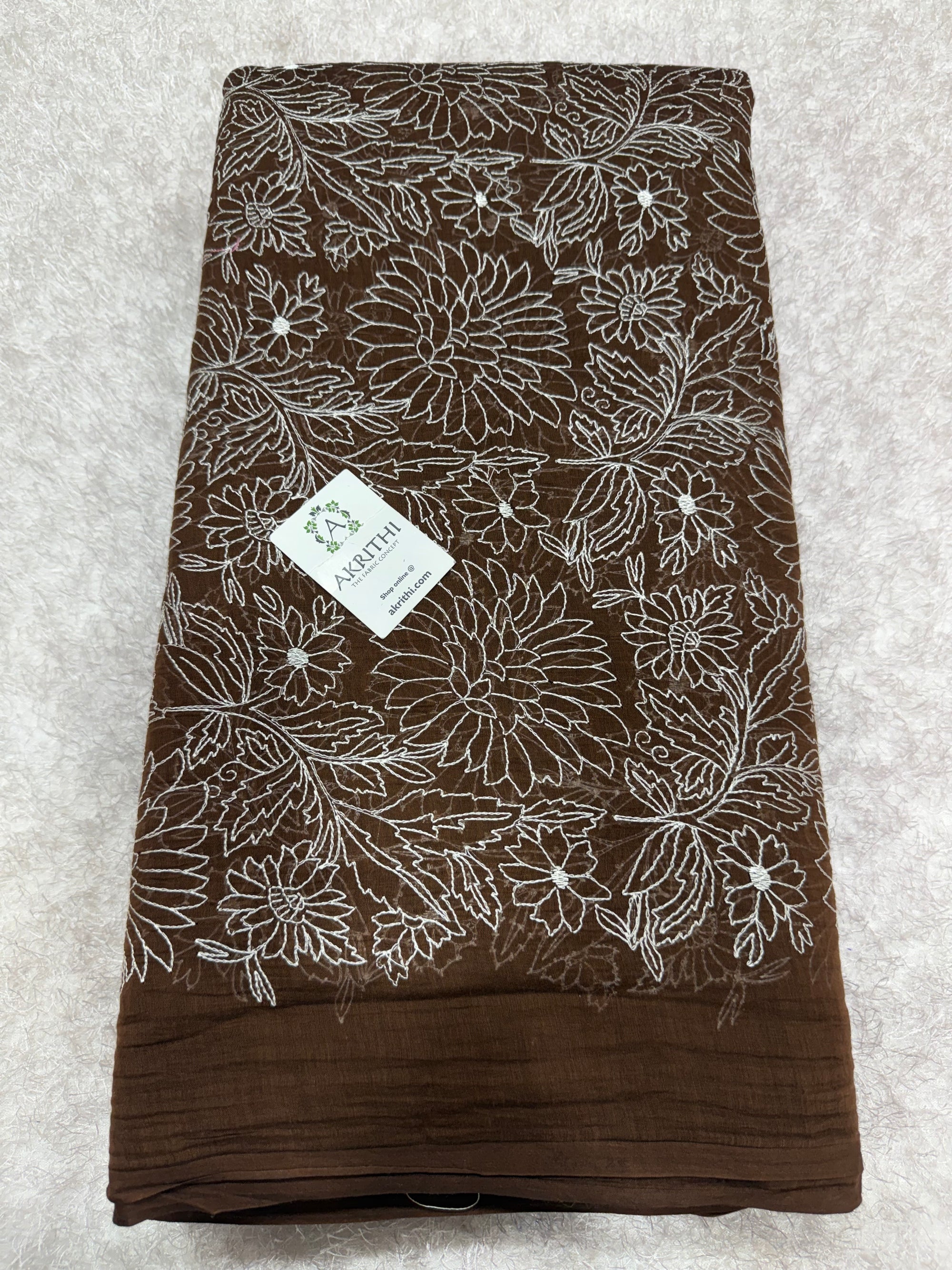 PURE MUL CHANDERI EMBROIDERED FABRIC