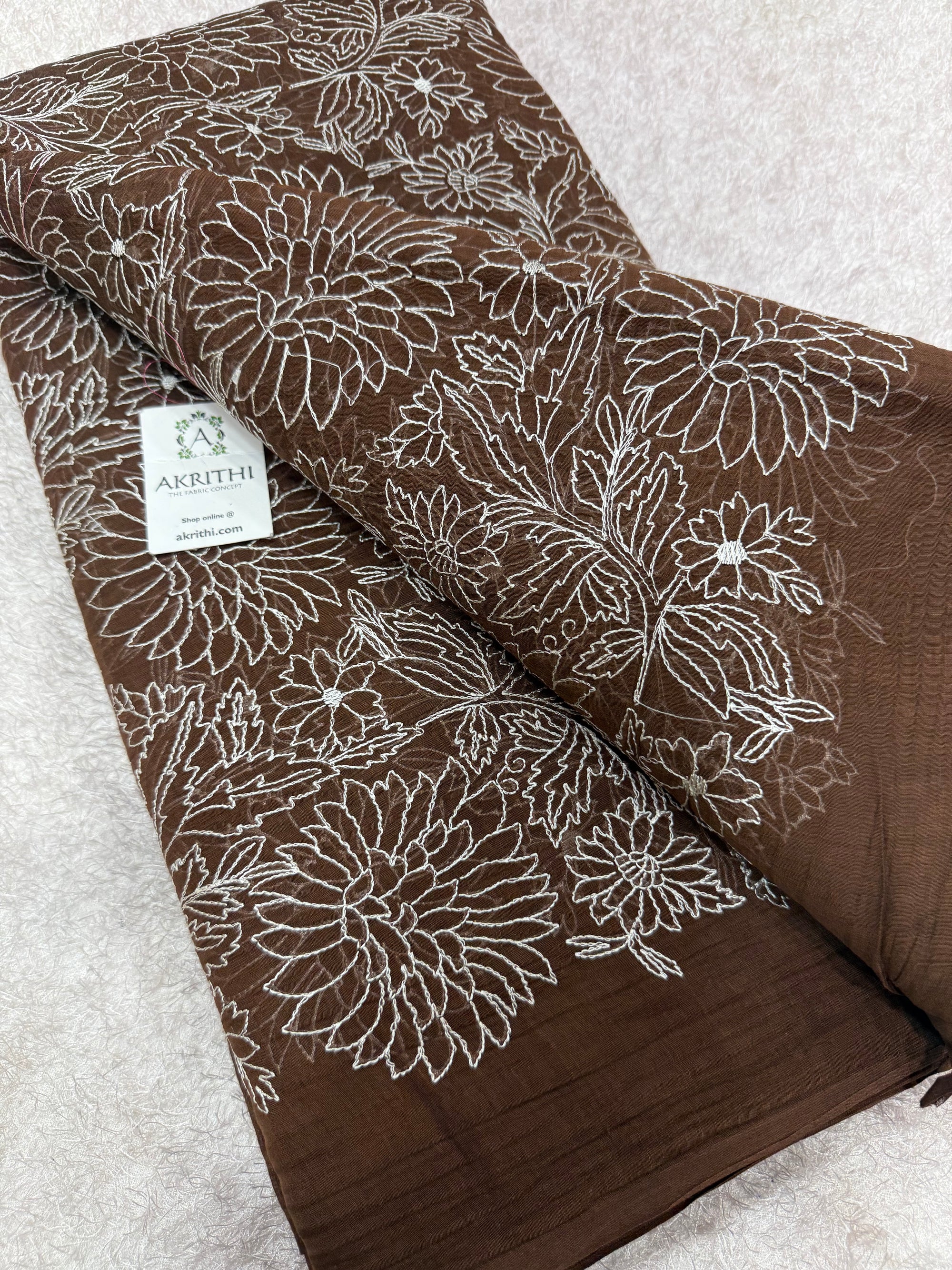 PURE MUL CHANDERI EMBROIDERED FABRIC