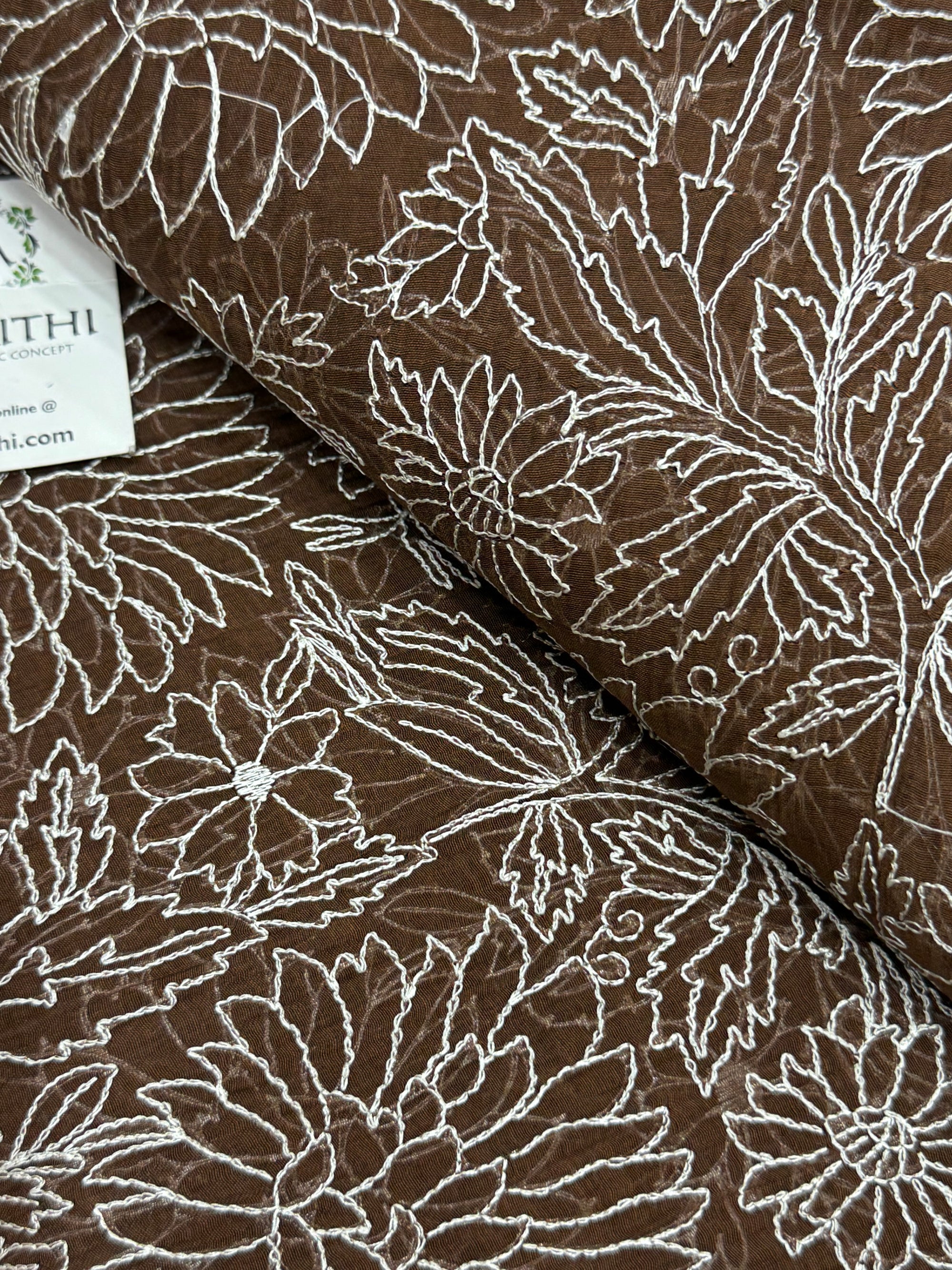 PURE MUL CHANDERI EMBROIDERED FABRIC