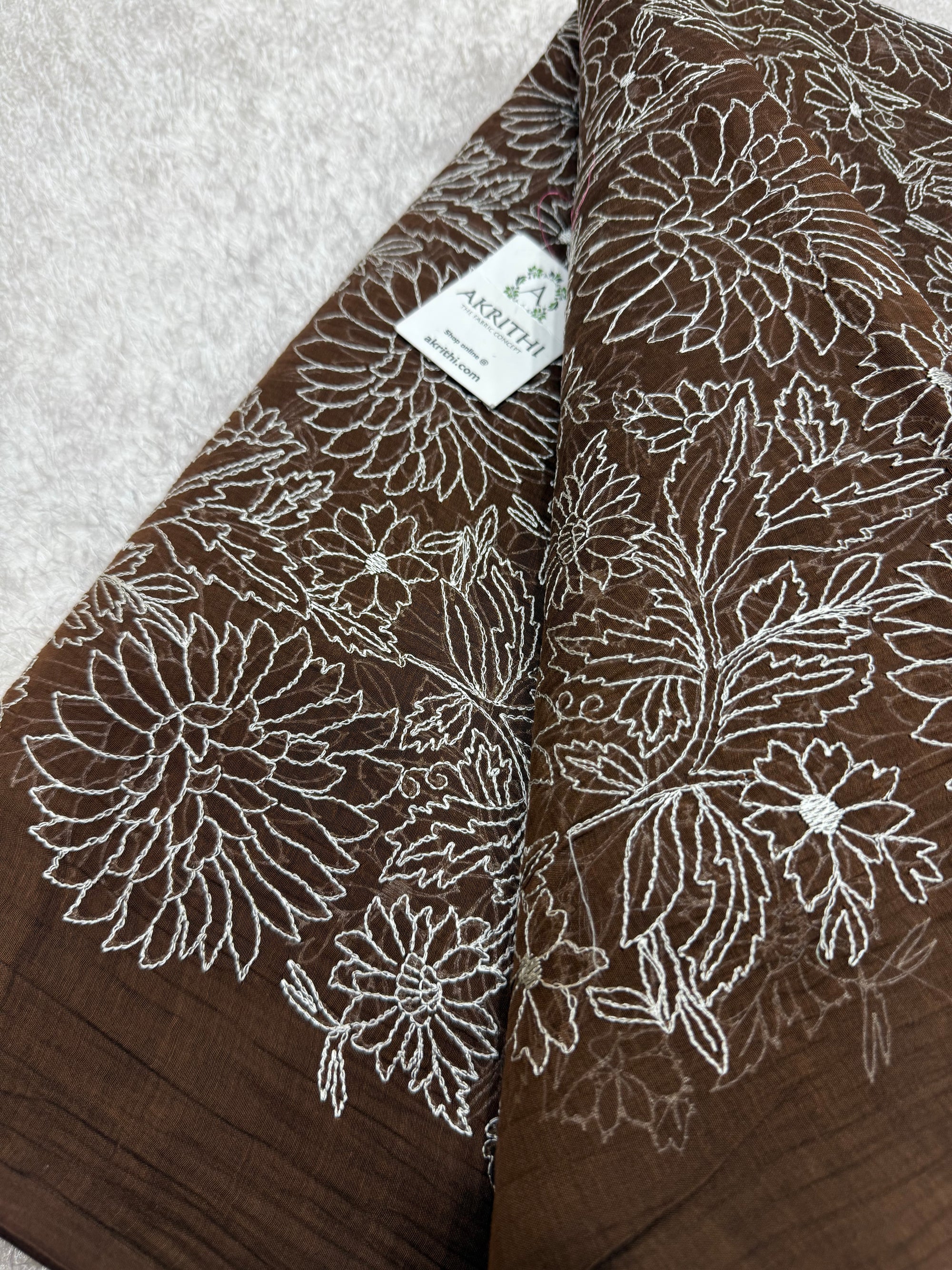 PURE MUL CHANDERI EMBROIDERED FABRIC