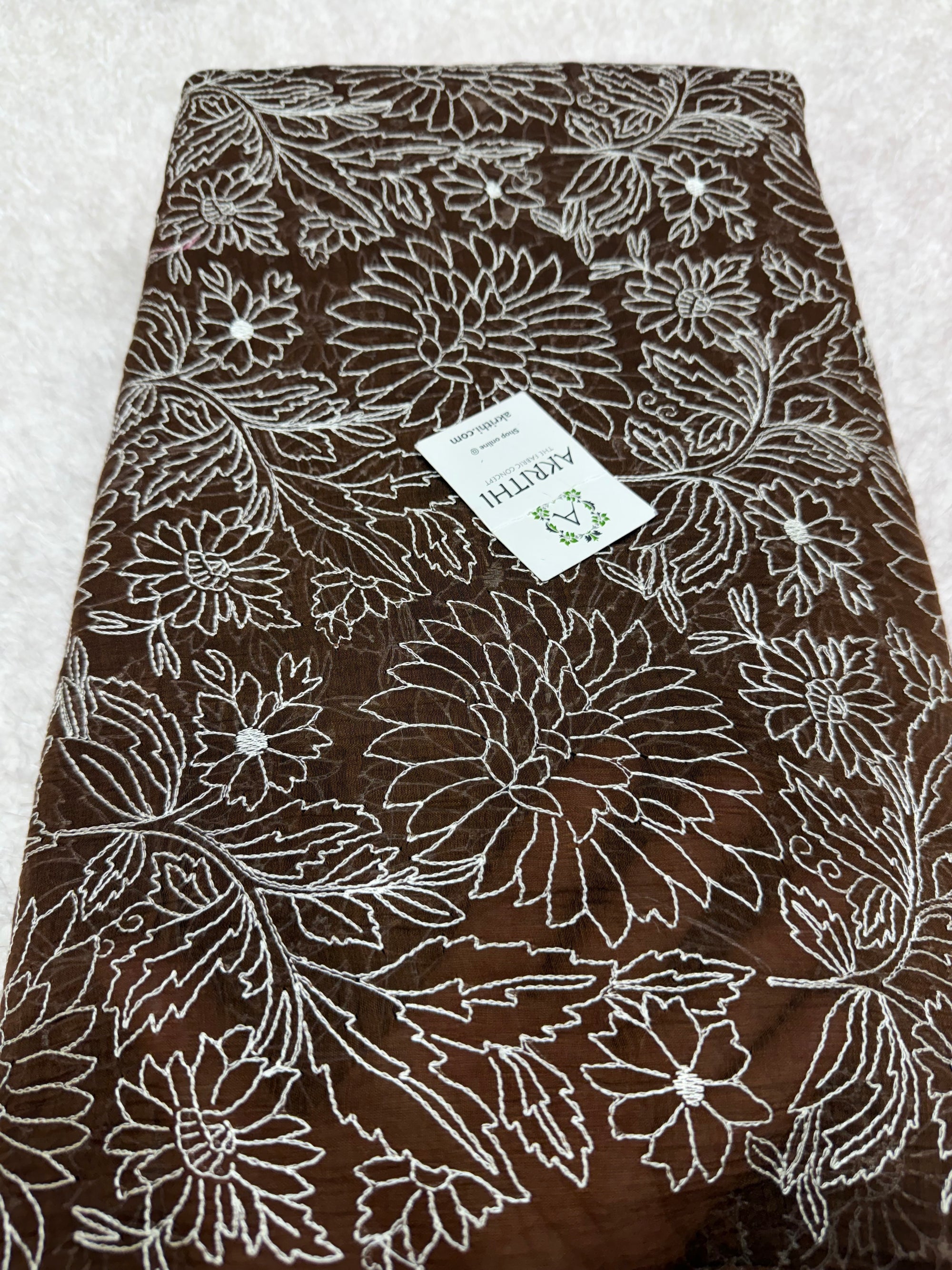 PURE MUL CHANDERI EMBROIDERED FABRIC