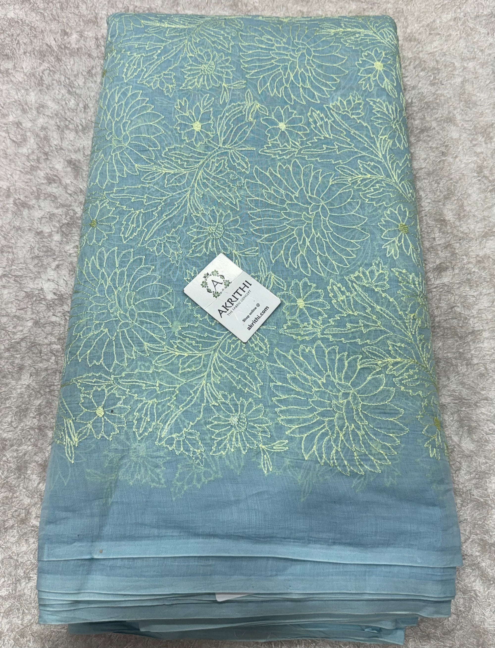 PURE MUL CHANDERI EMBROIDERED FABRIC