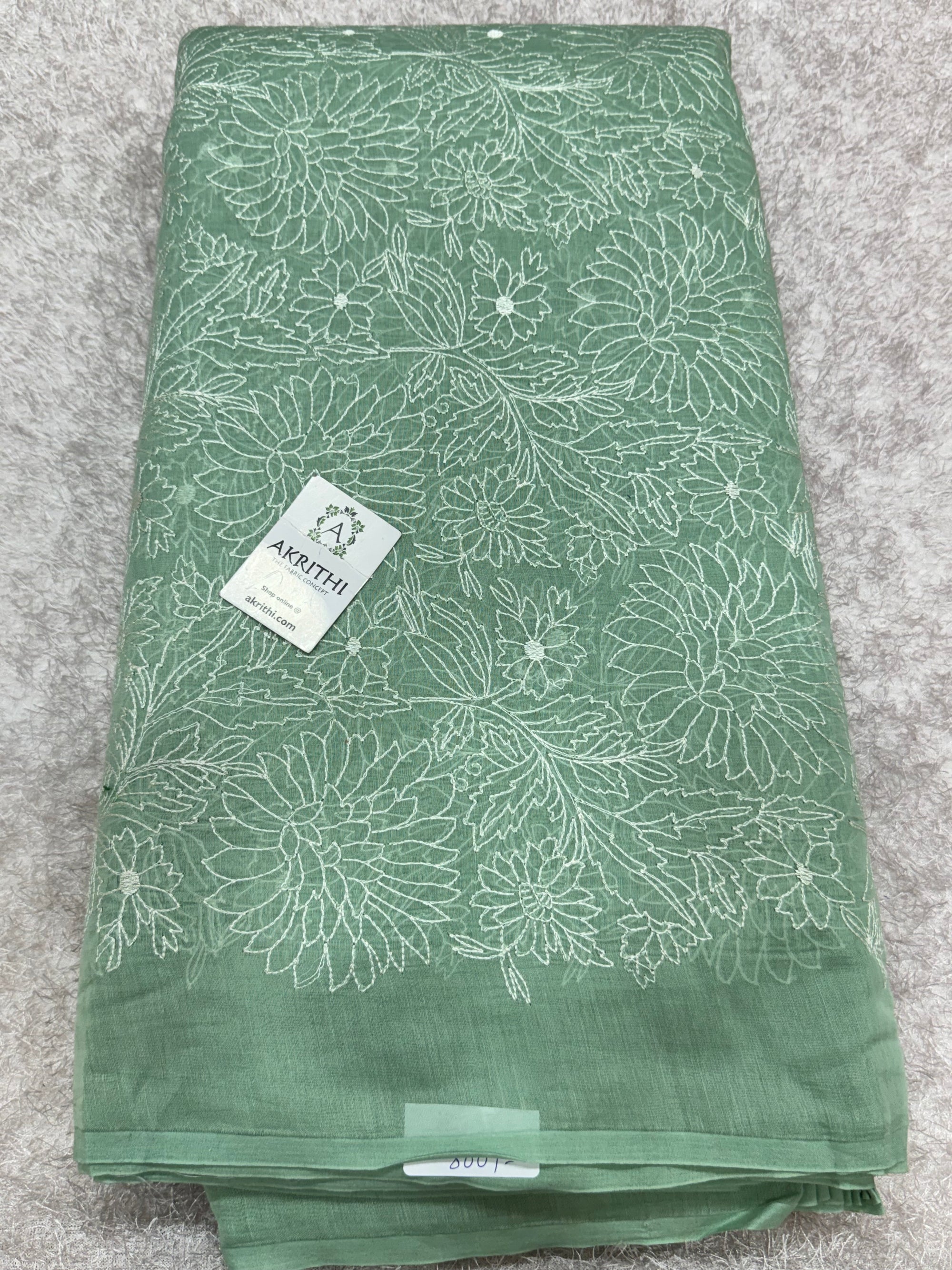 PURE MUL CHANDERI EMBROIDERED FABRIC
