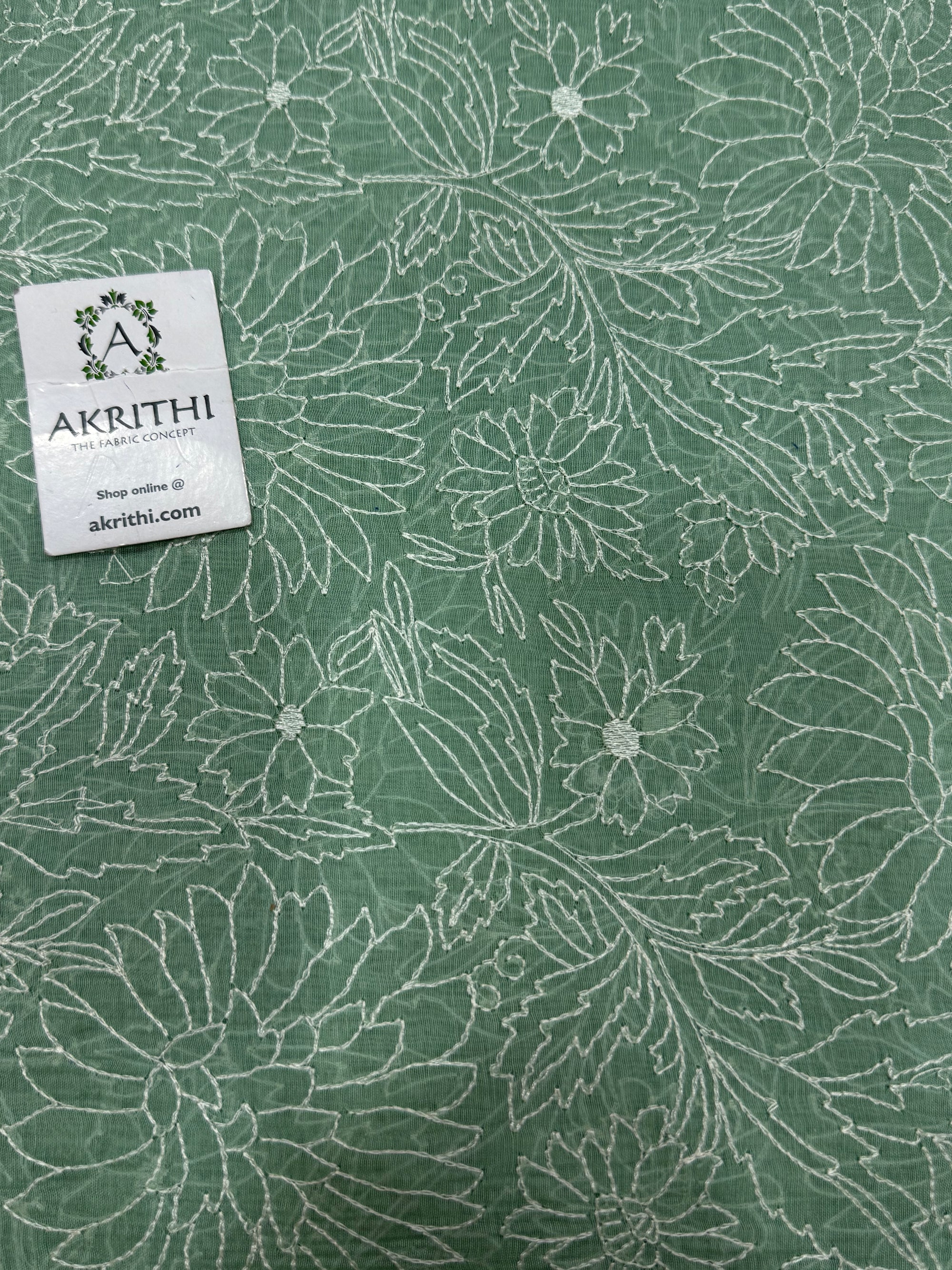 PURE MUL CHANDERI EMBROIDERED FABRIC