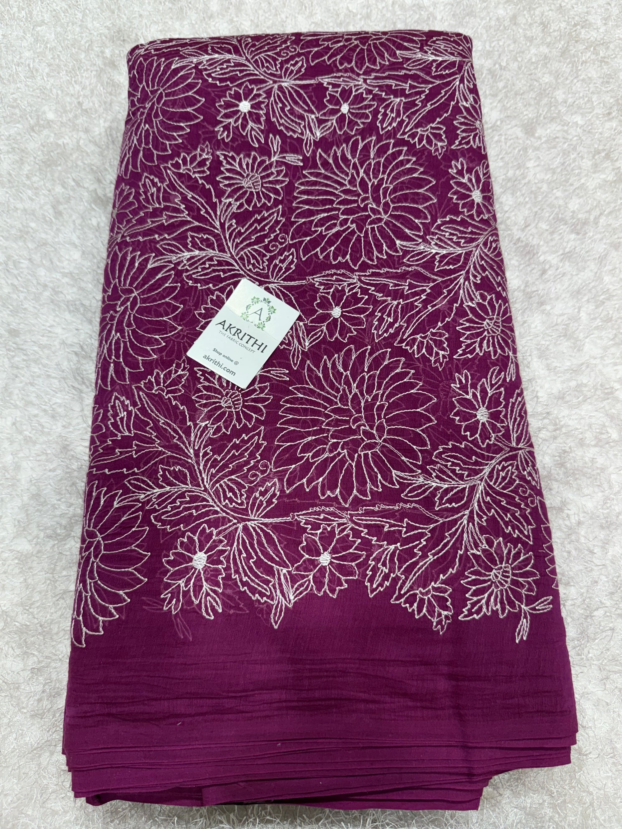 PURE MUL CHANDERI EMBROIDERED FABRIC