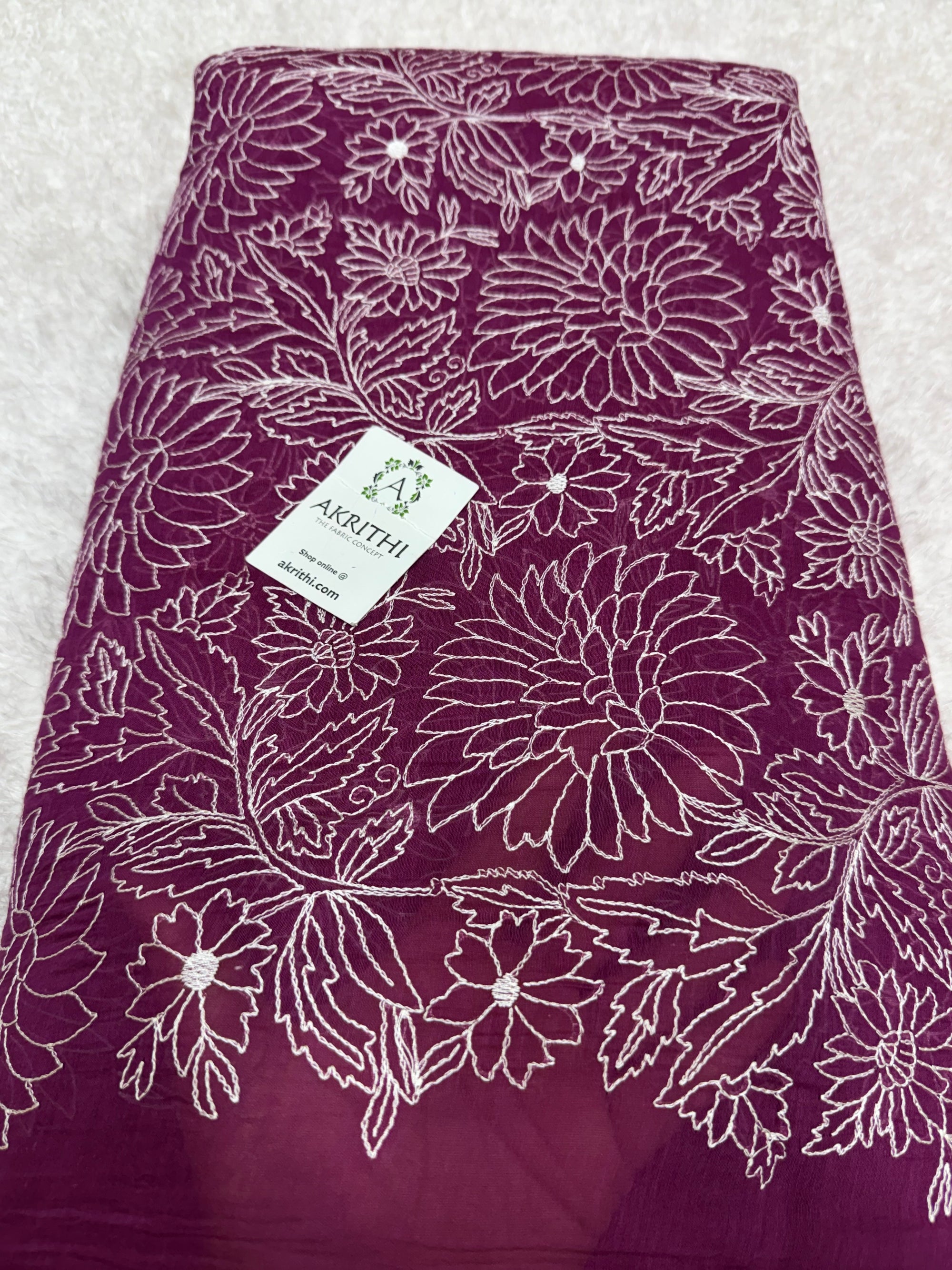 PURE MUL CHANDERI EMBROIDERED FABRIC
