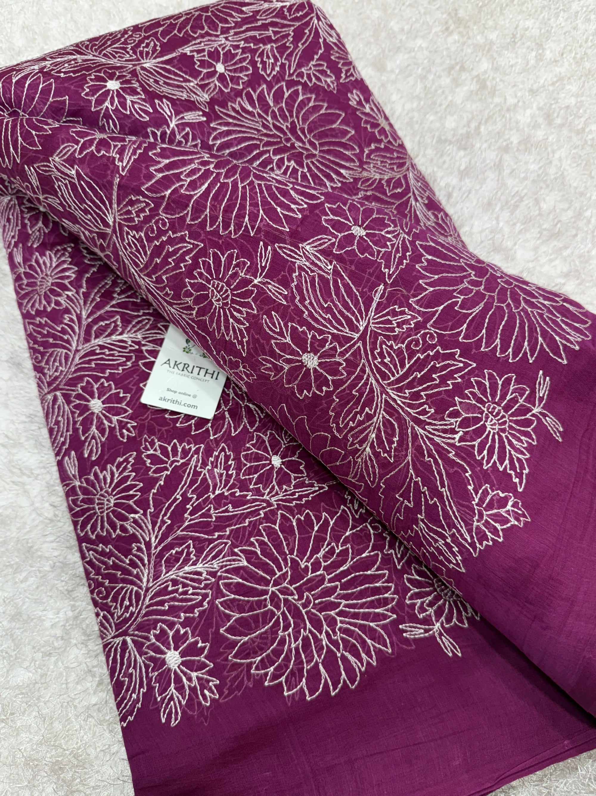 PURE MUL CHANDERI EMBROIDERED FABRIC