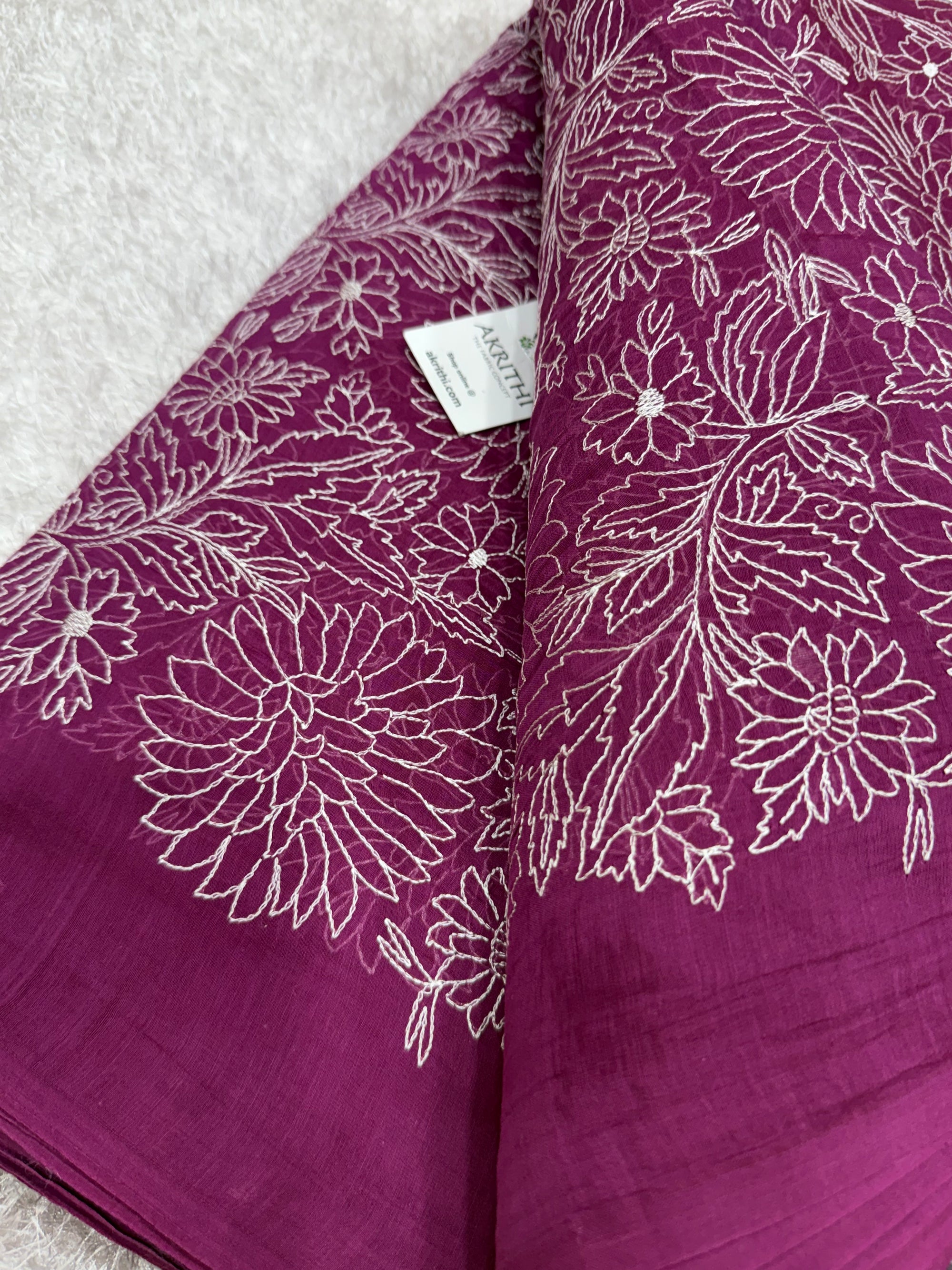 PURE MUL CHANDERI EMBROIDERED FABRIC