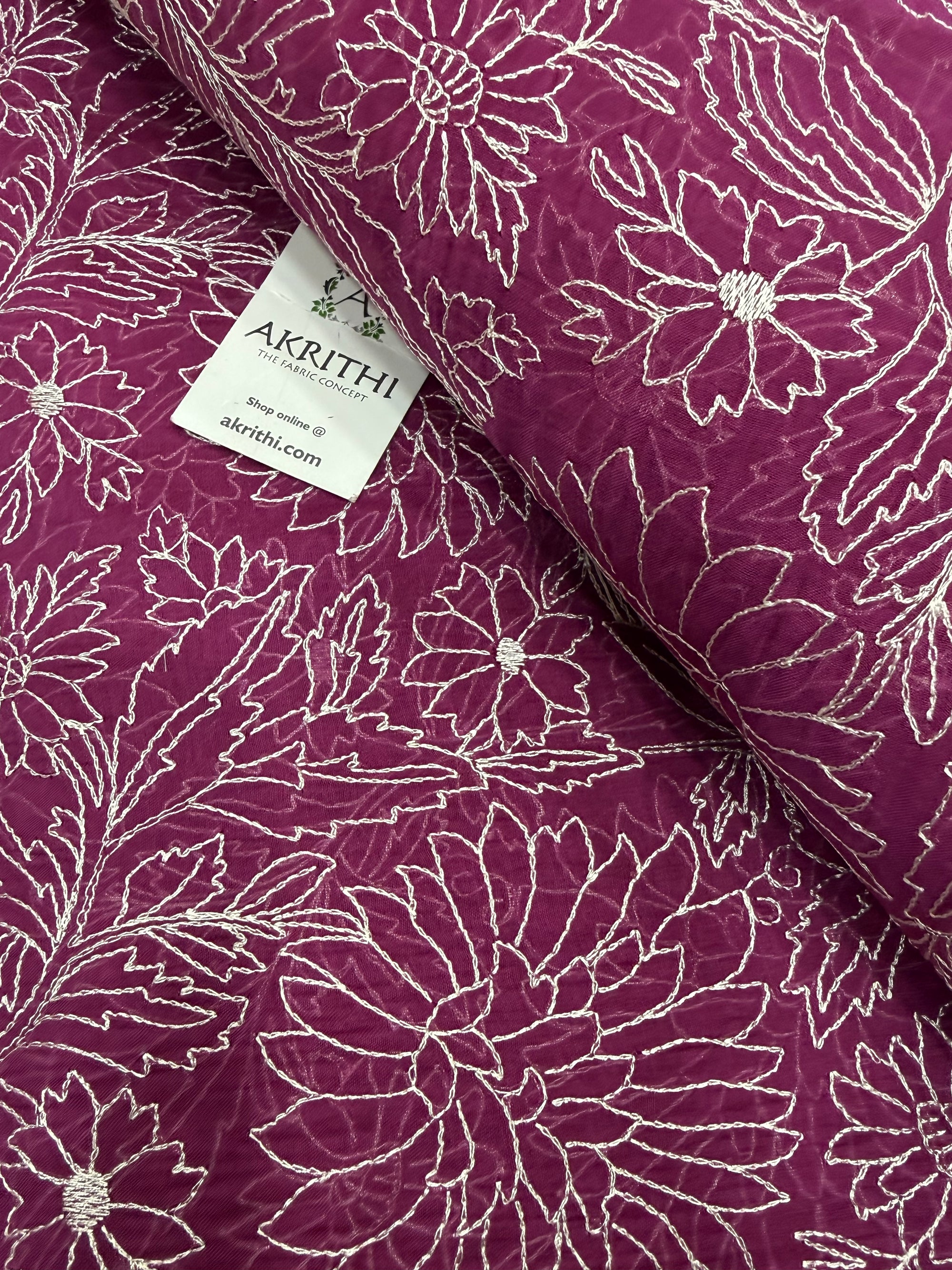 PURE MUL CHANDERI EMBROIDERED FABRIC