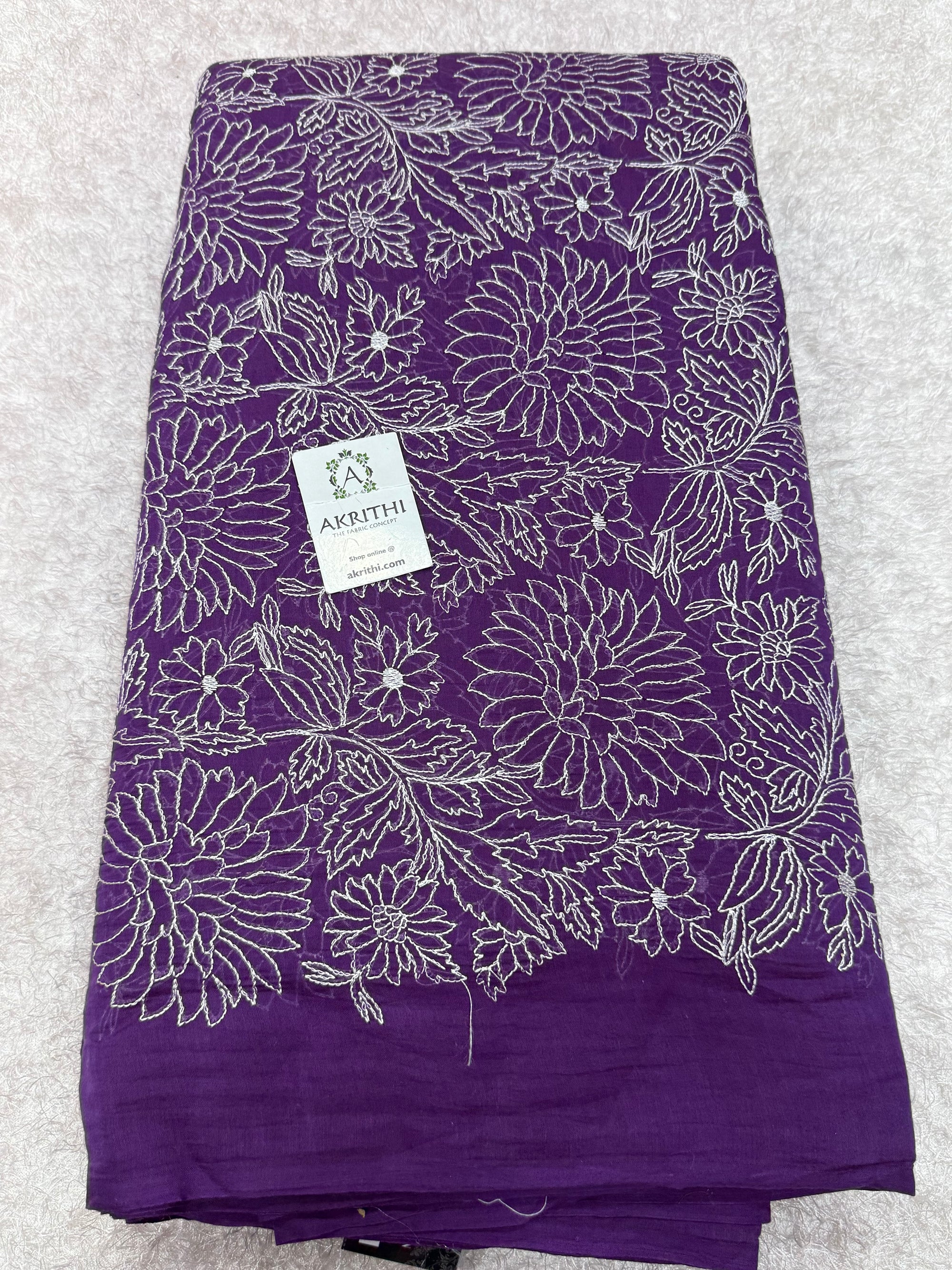 PURE MUL CHANDERI EMBROIDERED FABRIC