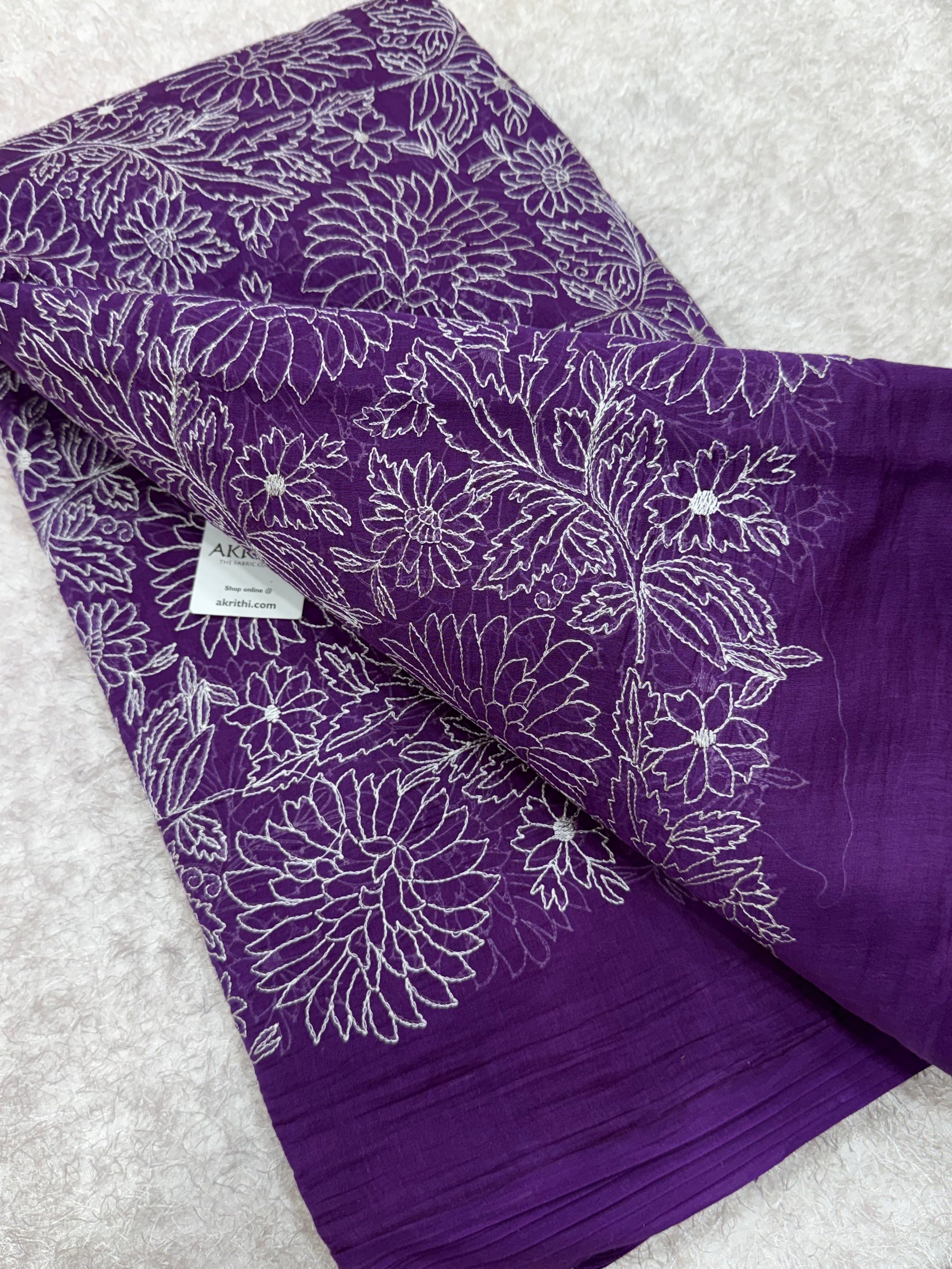 PURE MUL CHANDERI EMBROIDERED FABRIC