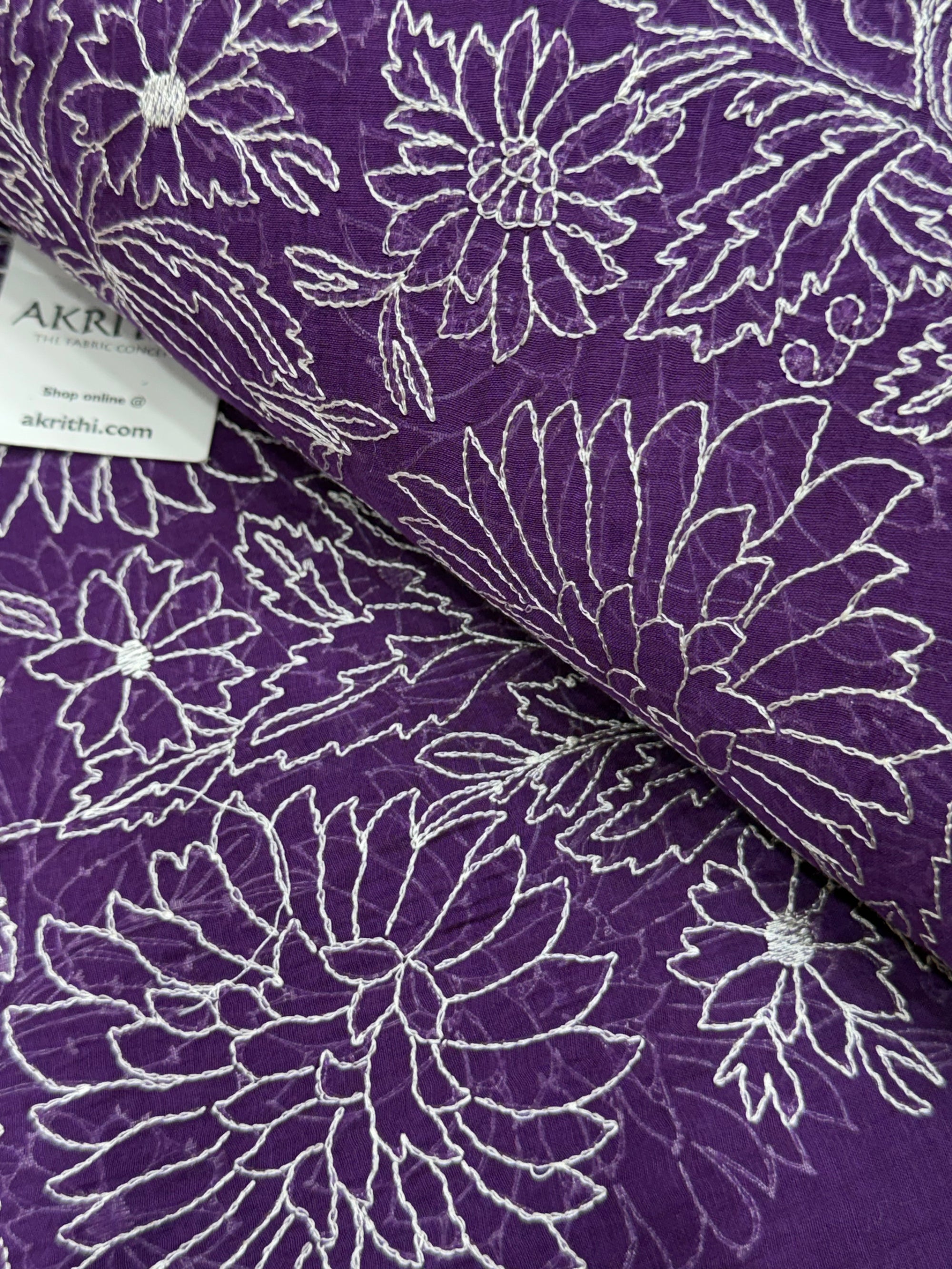 PURE MUL CHANDERI EMBROIDERED FABRIC