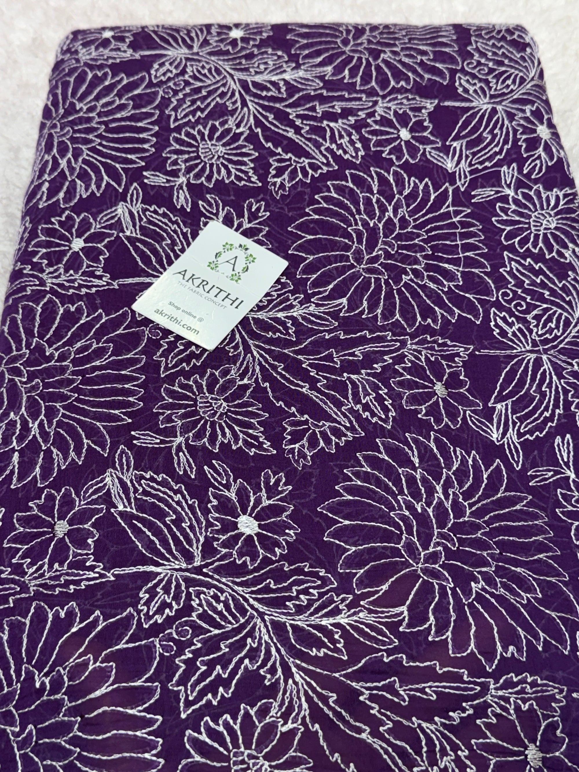 PURE MUL CHANDERI EMBROIDERED FABRIC