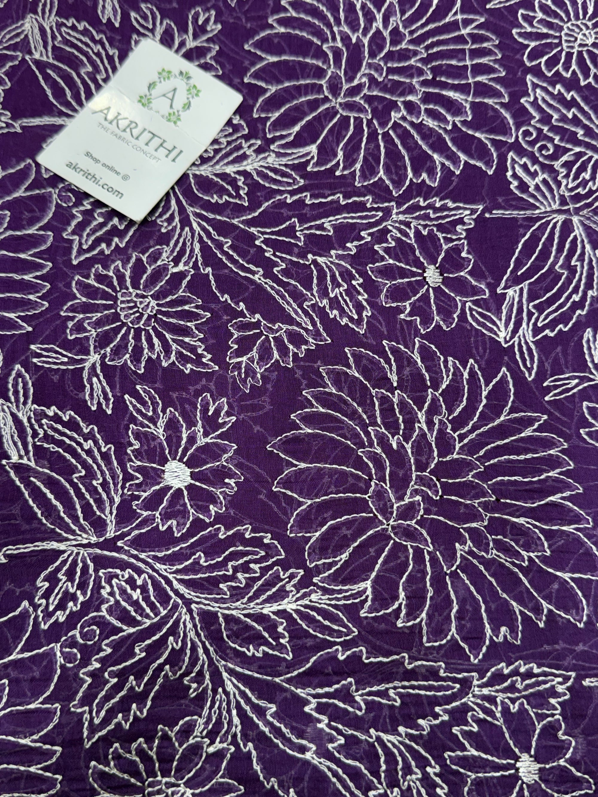 PURE MUL CHANDERI EMBROIDERED FABRIC
