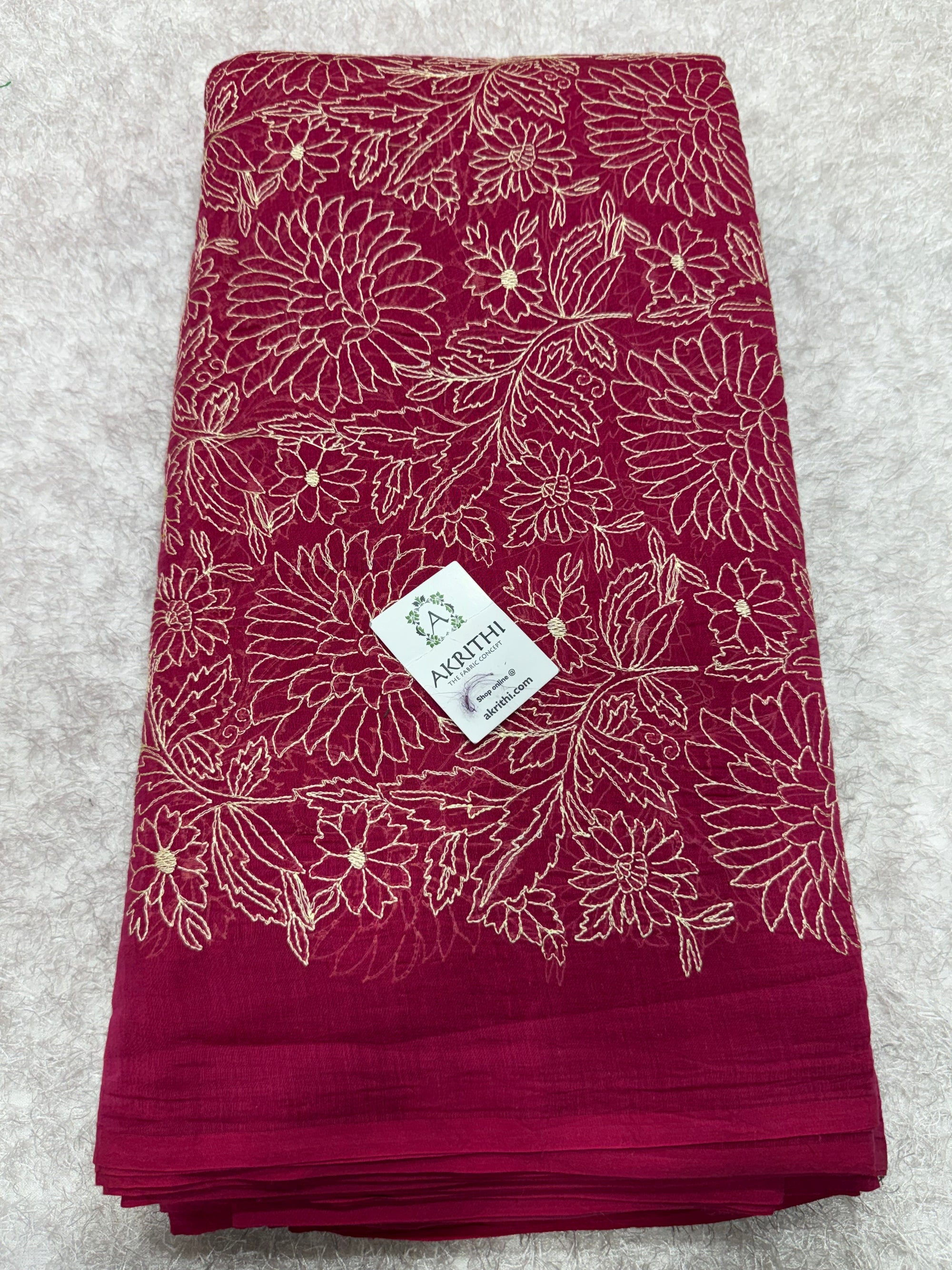 PURE MUL CHANDERI EMBROIDERED FABRIC