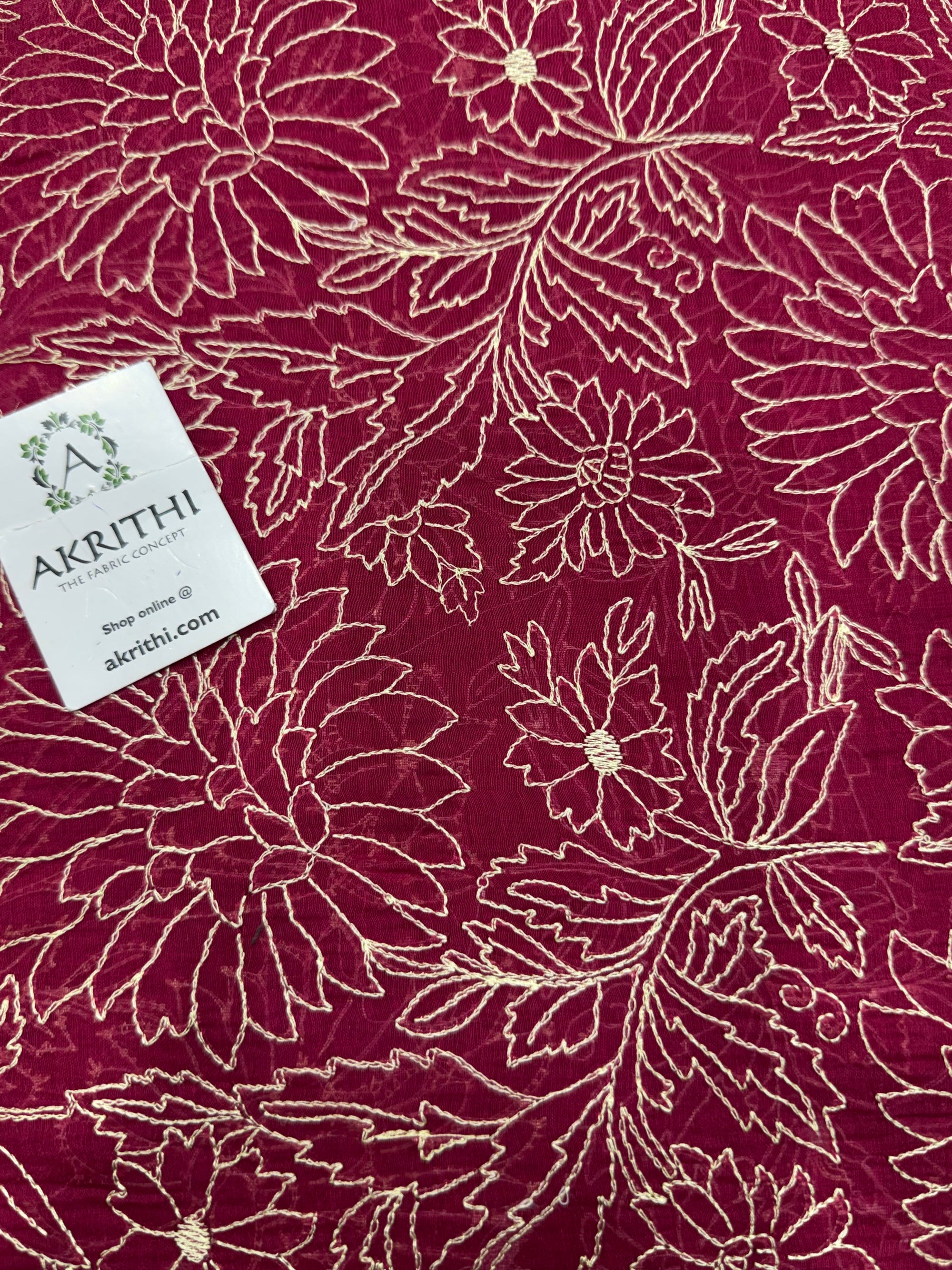 PURE MUL CHANDERI EMBROIDERED FABRIC