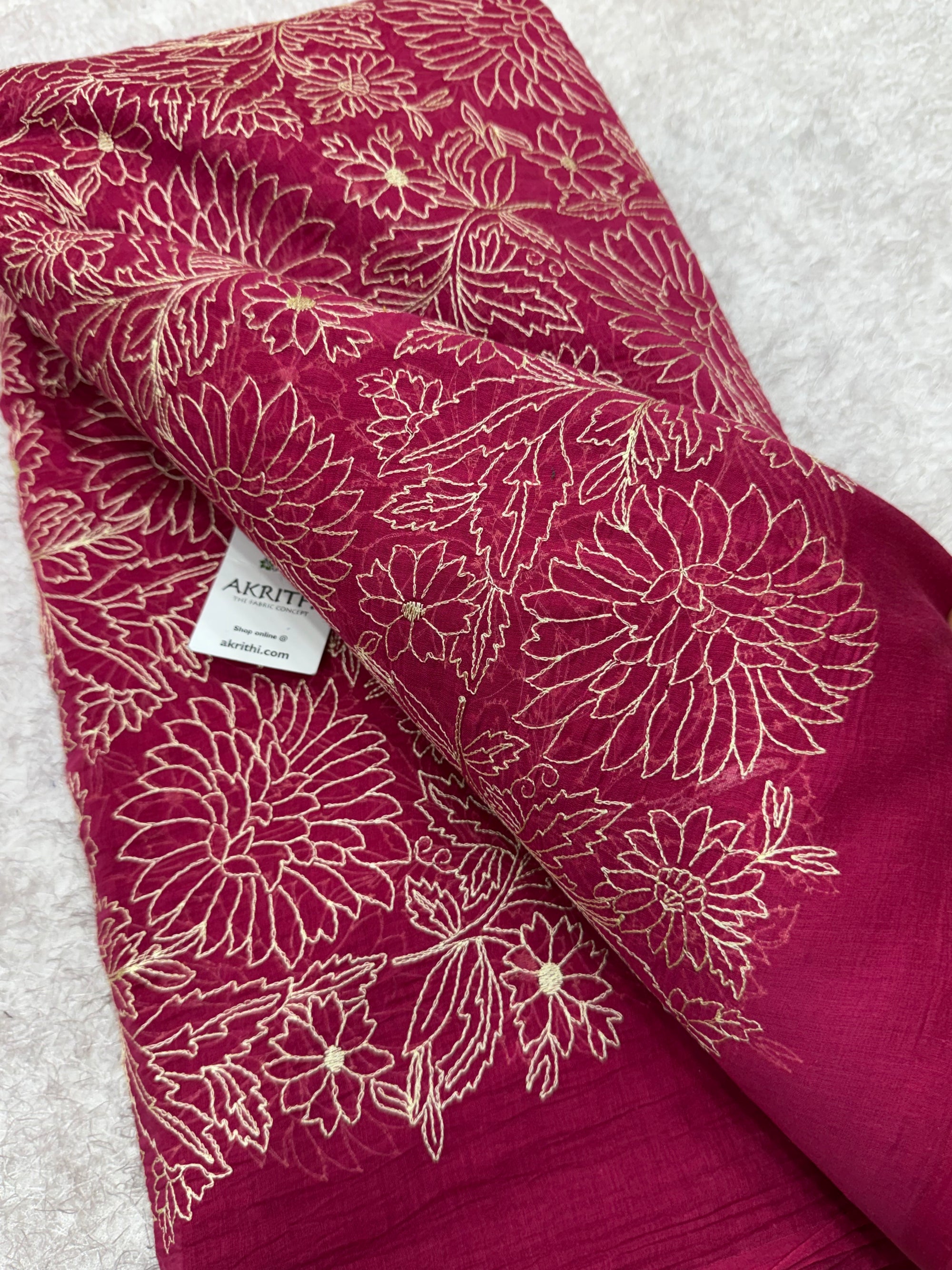 PURE MUL CHANDERI EMBROIDERED FABRIC